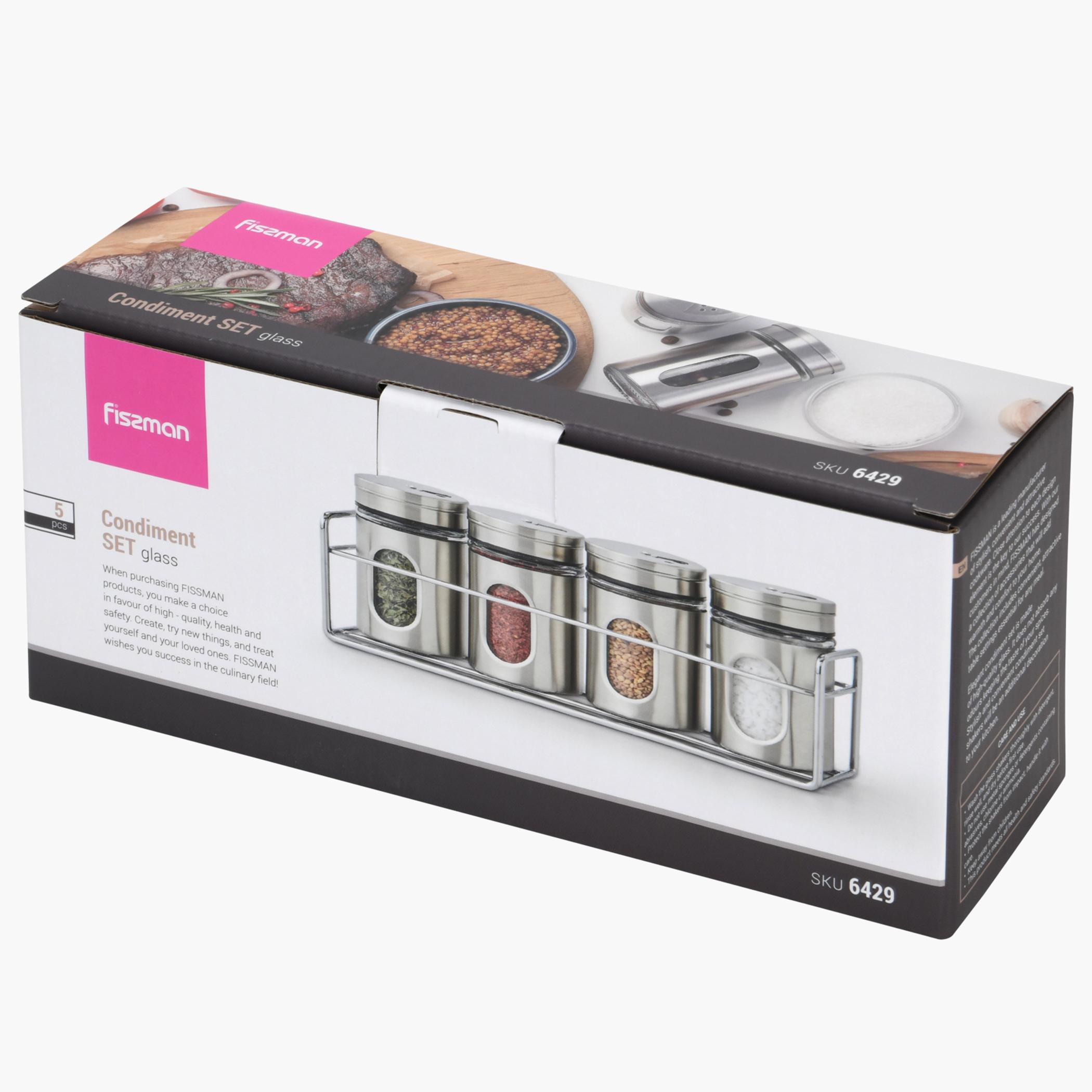 Fissman 5-Piece Salt and Pepper Shaker Set - 80 ml-household-kitchen-foodstorage-spiceracksandjars-image-2