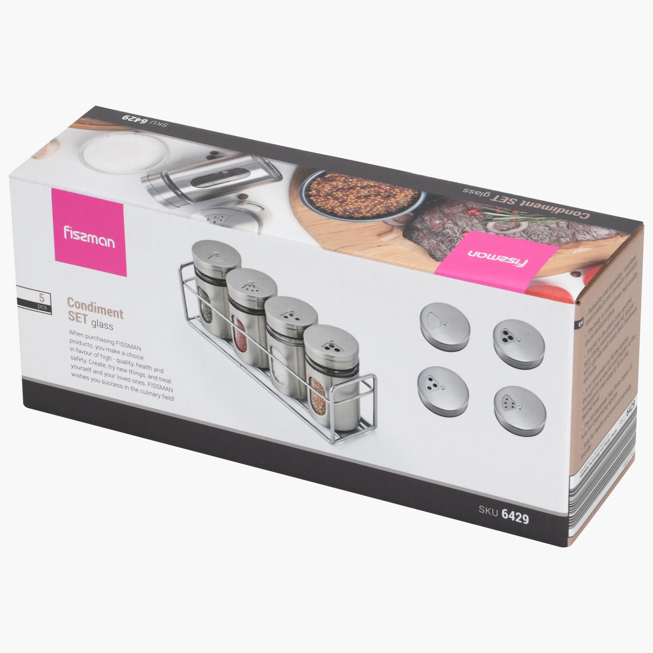 Fissman 5-Piece Salt and Pepper Shaker Set - 80 ml-household-kitchen-foodstorage-spiceracksandjars-image-3
