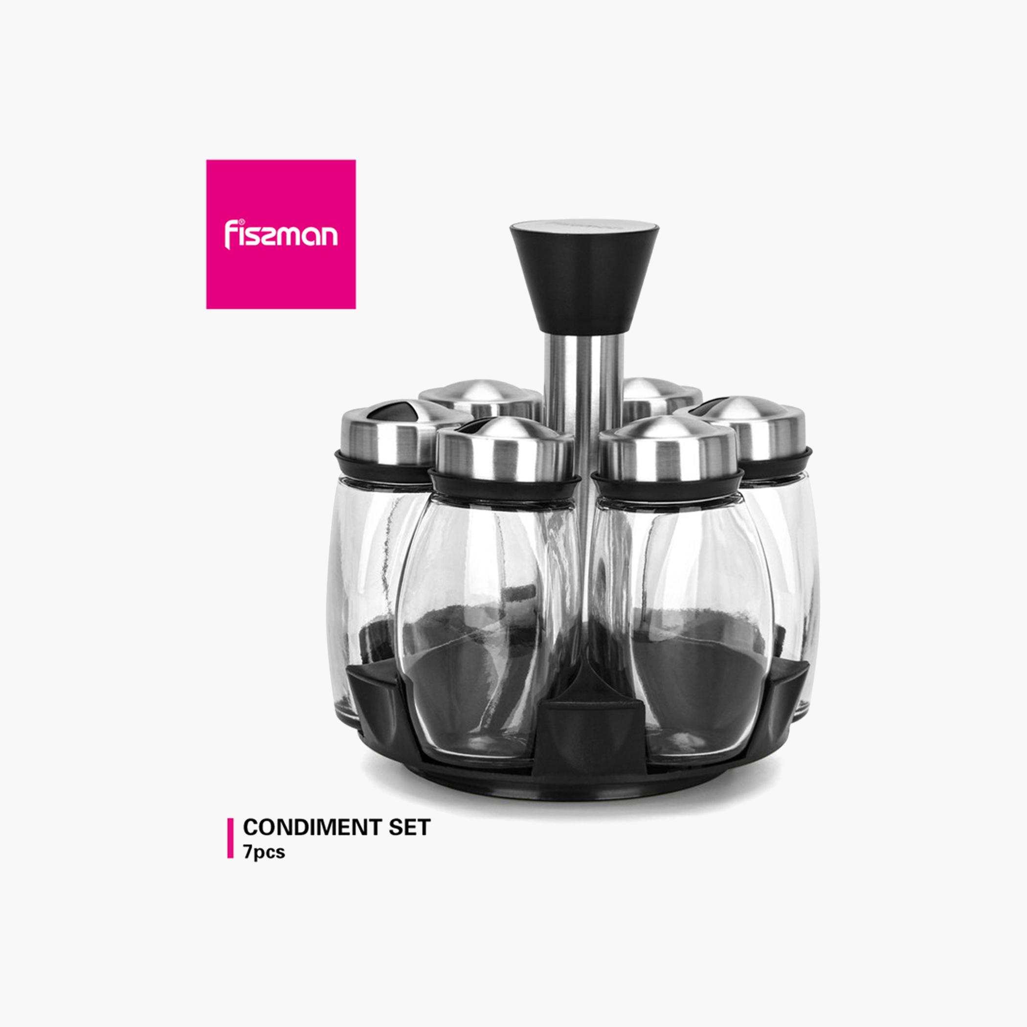 Glass 7-Piece Spice Storage Condiment Jar with Stand-household-kitchen-foodstorage-spiceracksandjars-image-3