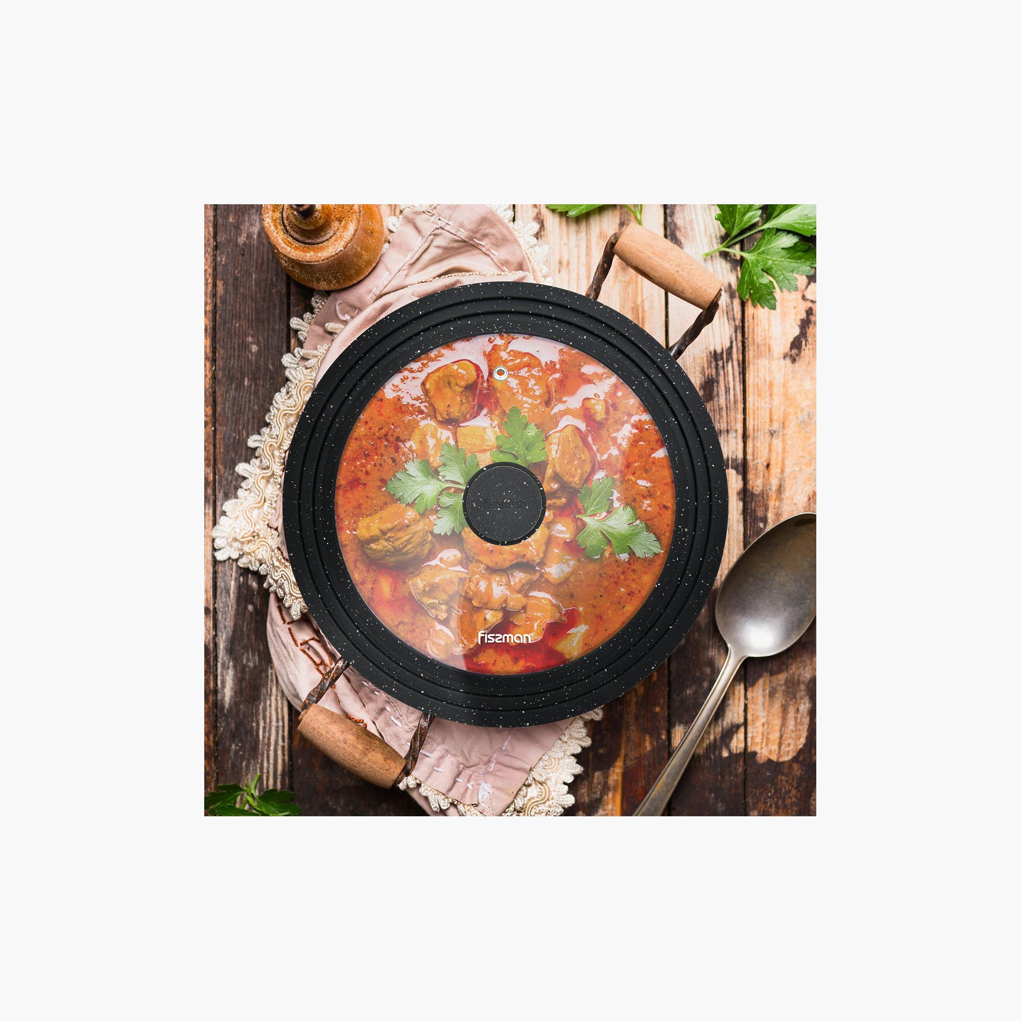 Glass Lid with Silicone Rim - 30 cms-household-kitchen-kitchentoolsandutensils-foodpreparationtools-image-3