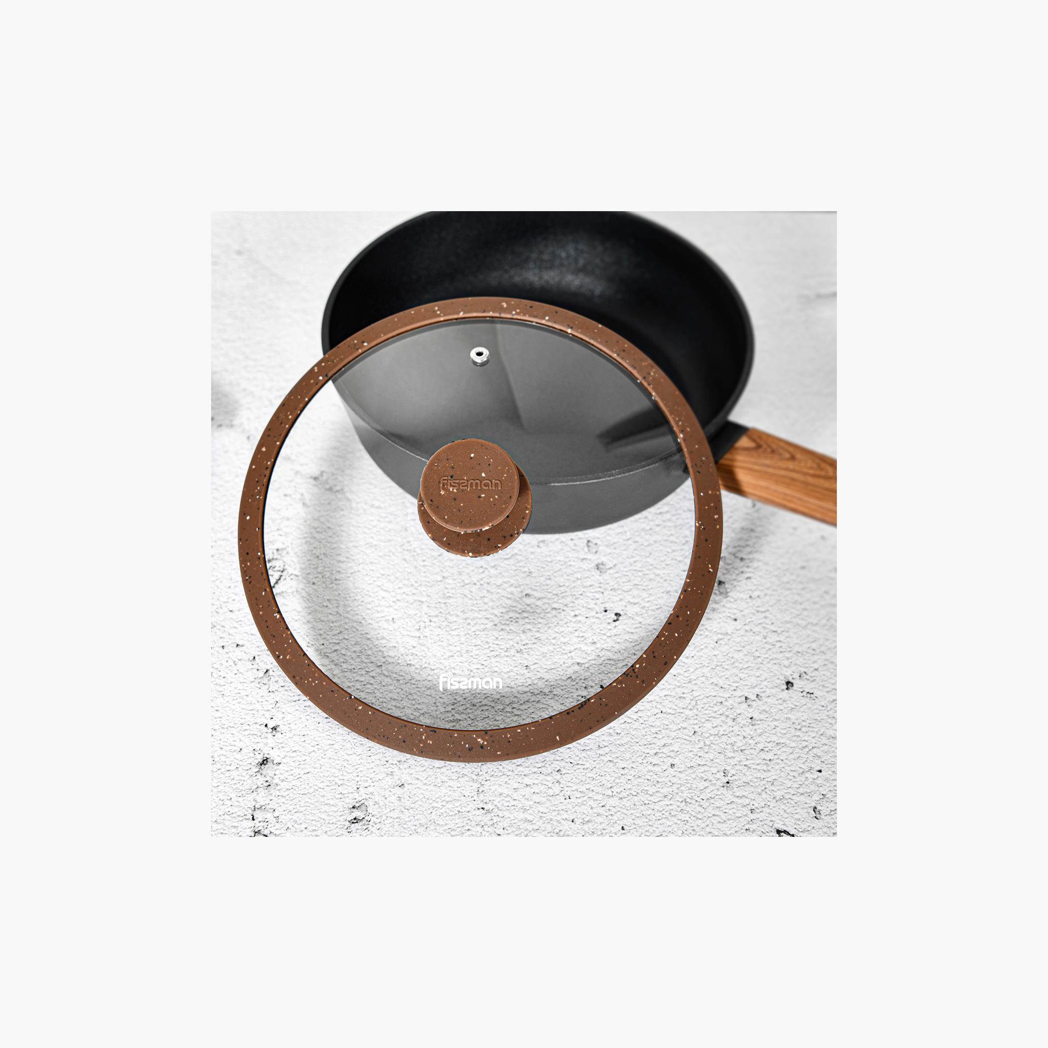 غطاء زجاجي بحافة سيليكون رخامية من فيسمان - 24 سم-household-kitchen-cookware-potsandpans-image-2