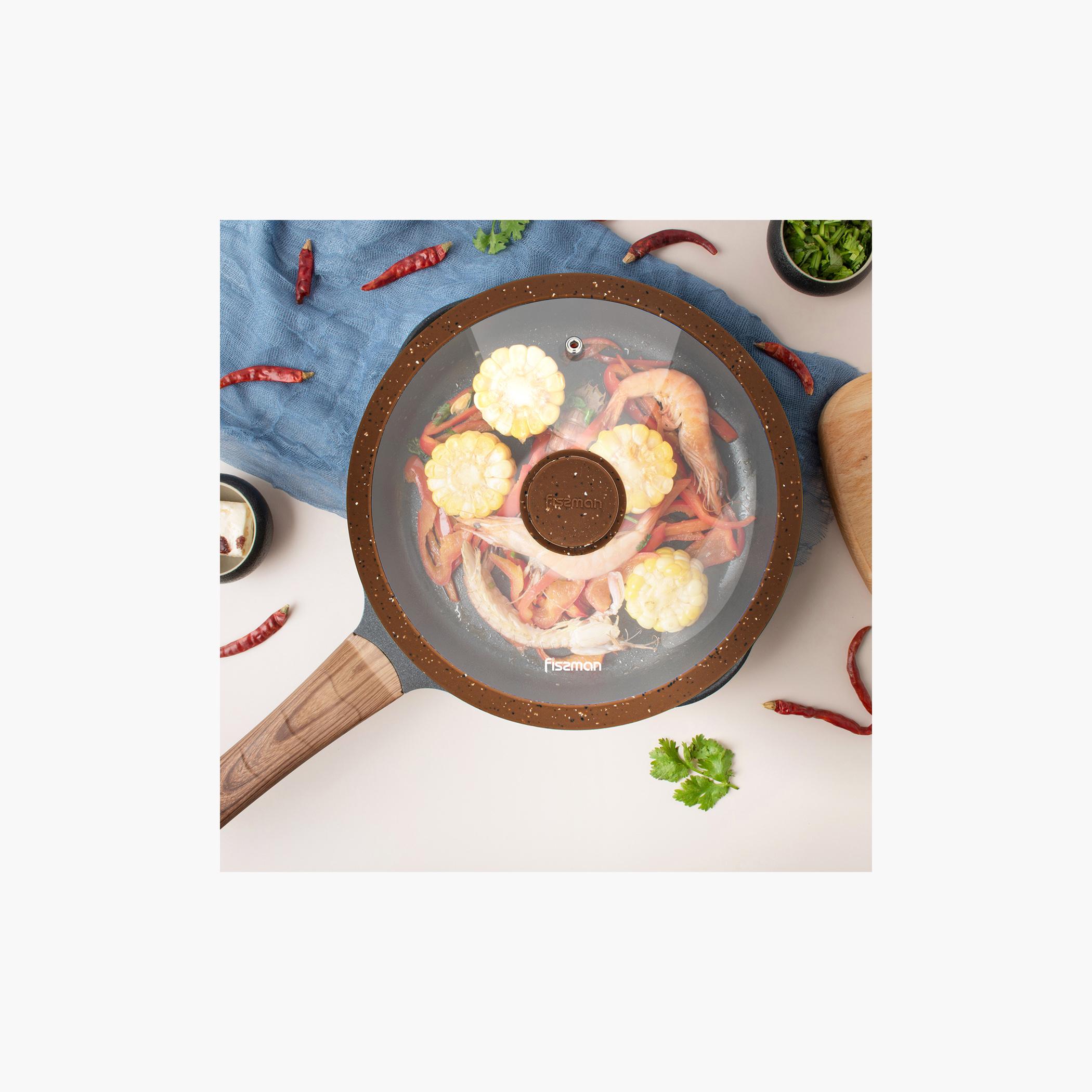 غطاء زجاجي بحافة سيليكون رخامية من فيسمان - 24 سم-household-kitchen-cookware-potsandpans-image-4