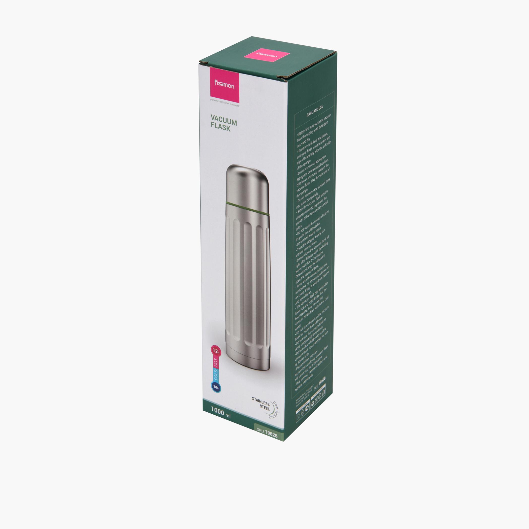 Solid Stainless Steel Double Wall Vacuum Flask - 1 L-household-dining-teaandcoffee-vacuumflaskscoffeeandteapots-image-5