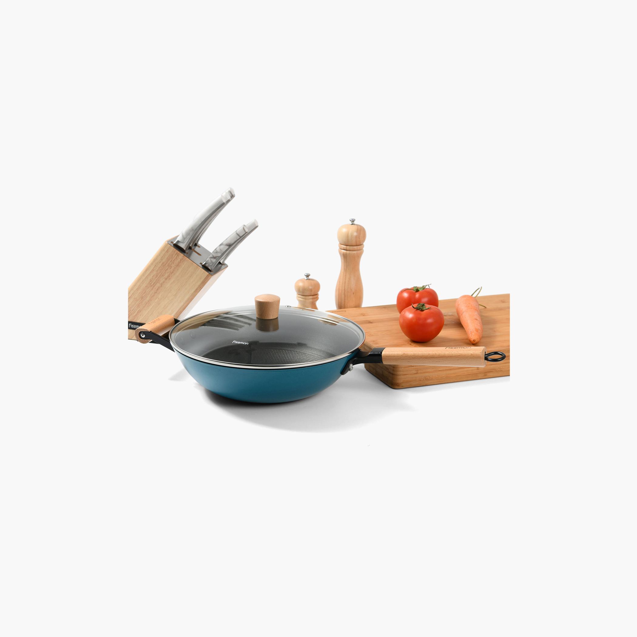 Iron Wok Pan with Handle and Glass Lid - 4 L-household-kitchen-cookware-potsandpans-image-2