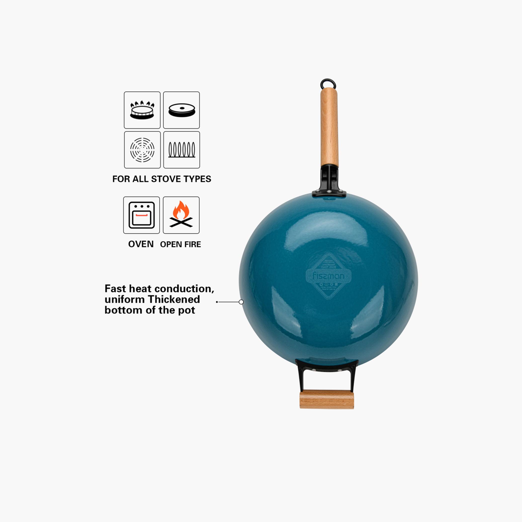 Iron Wok Pan with Handle and Glass Lid - 4 L-household-kitchen-cookware-potsandpans-image-3