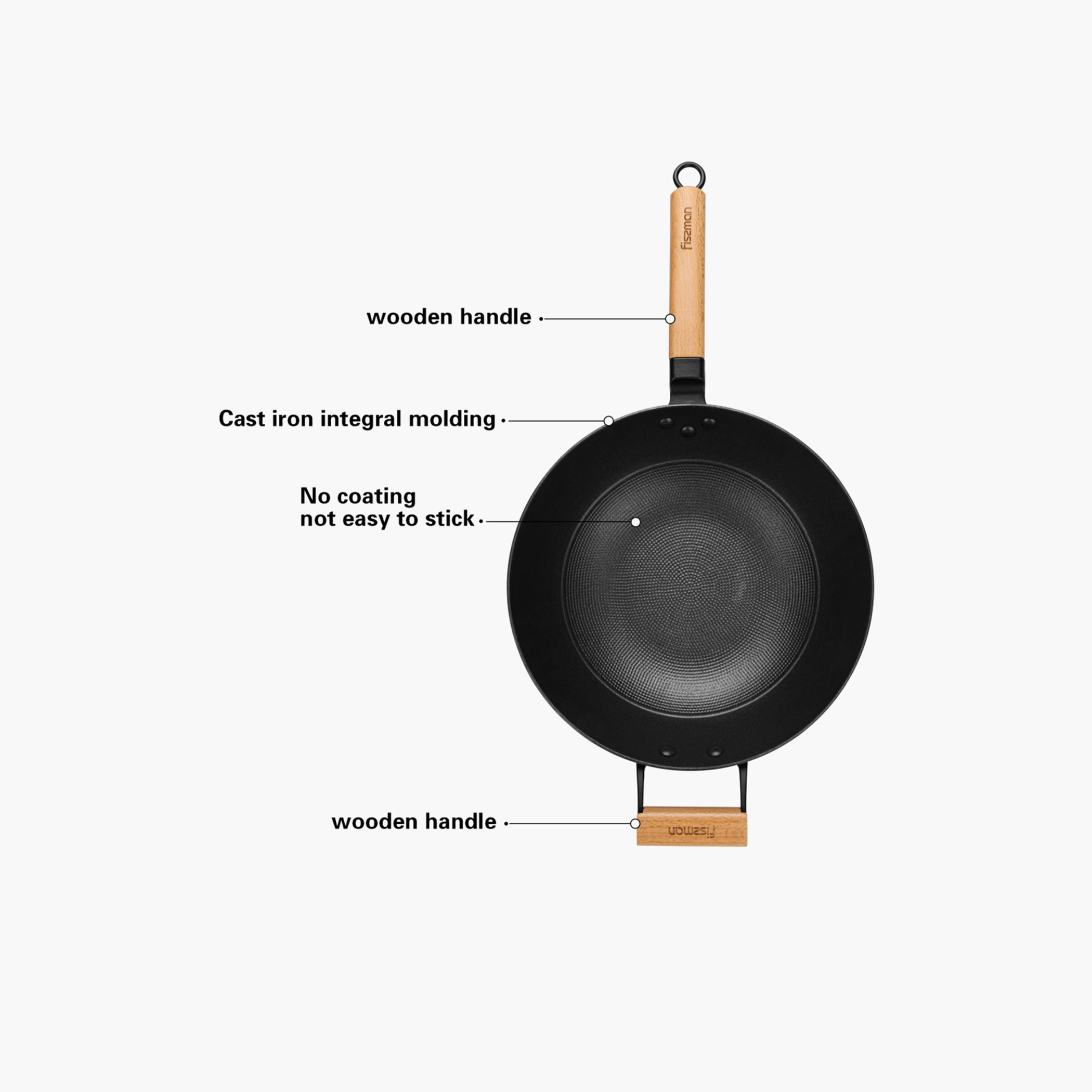 Iron Wok Pan with Handle and Glass Lid - 4 L-household-kitchen-cookware-potsandpans-image-4