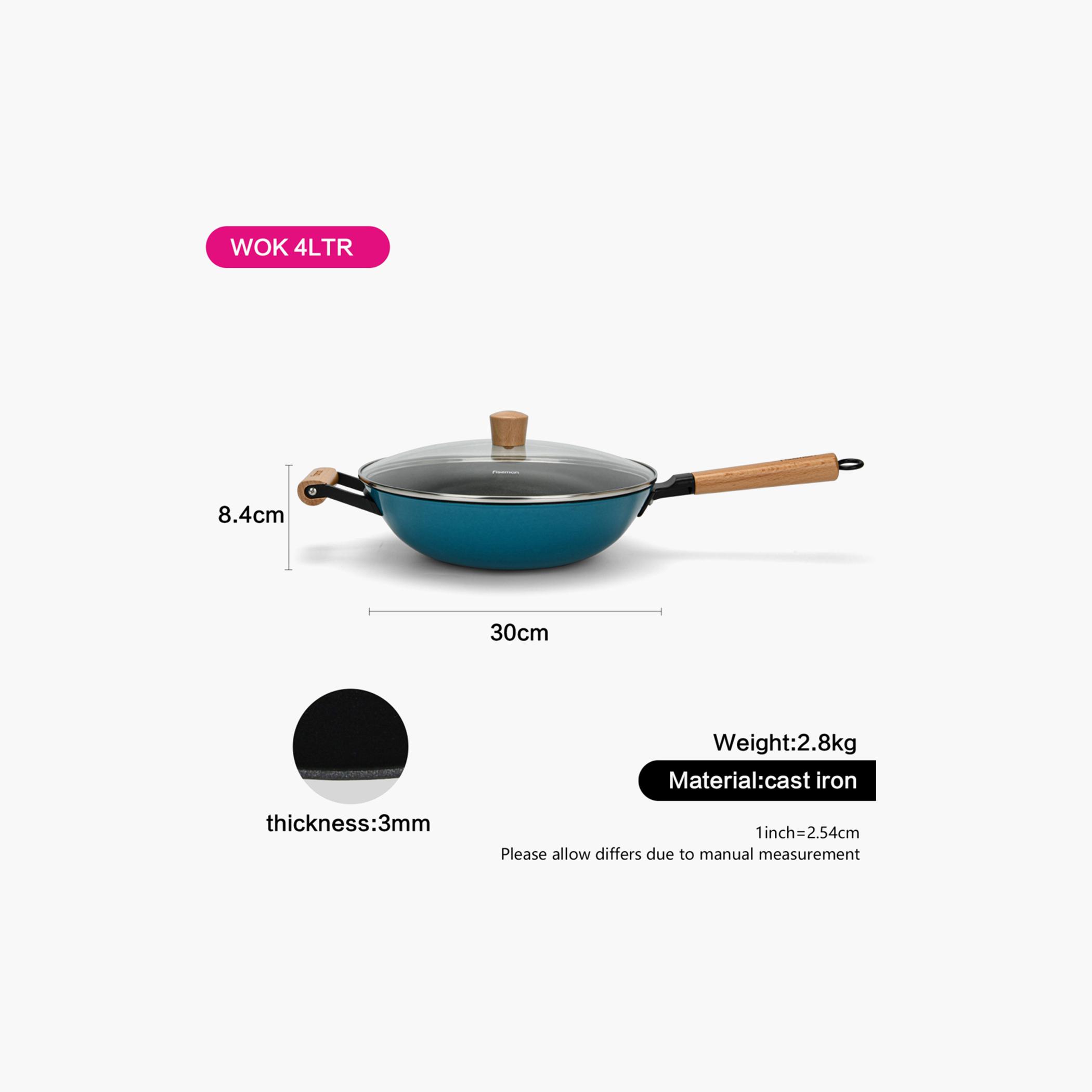 Iron Wok Pan with Handle and Glass Lid - 4 L-household-kitchen-cookware-potsandpans-image-7