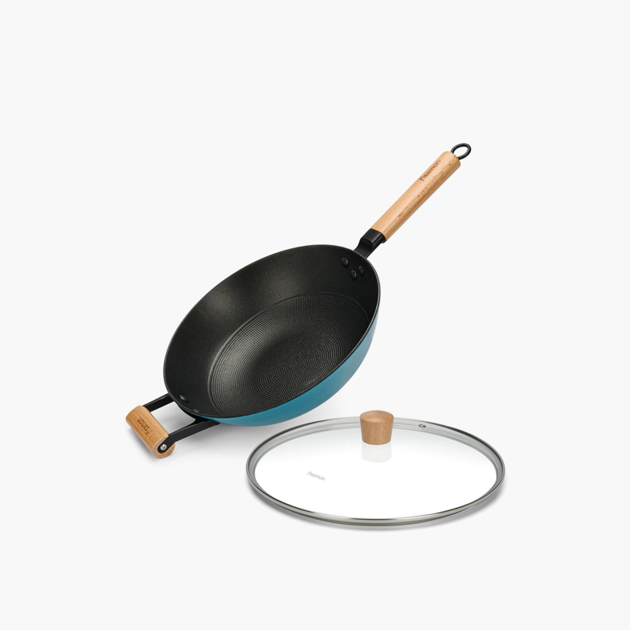 Iron Wok Pan with Handle and Glass Lid - 4 L-household-kitchen-cookware-potsandpans-image-8