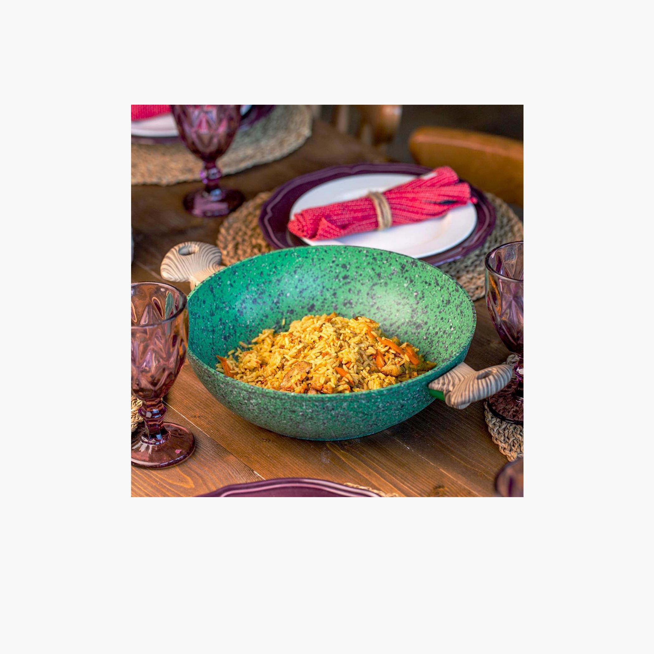 Malachite Series Aluminium Wok with Lid - 30x9 cm-household-kitchen-cookware-cookwareandsets-image-2