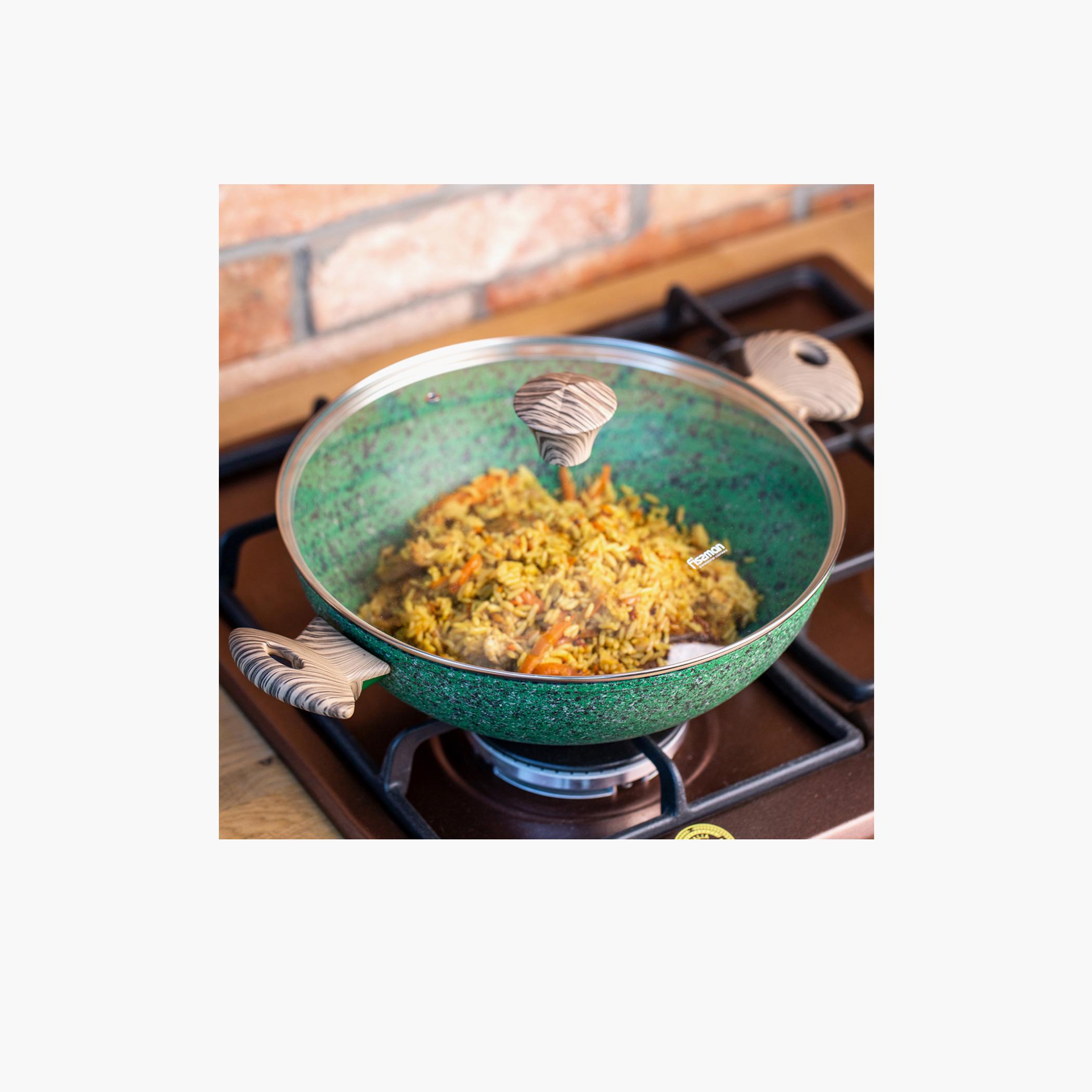 Malachite Series Aluminium Wok with Lid - 30x9 cm-household-kitchen-cookware-cookwareandsets-image-3