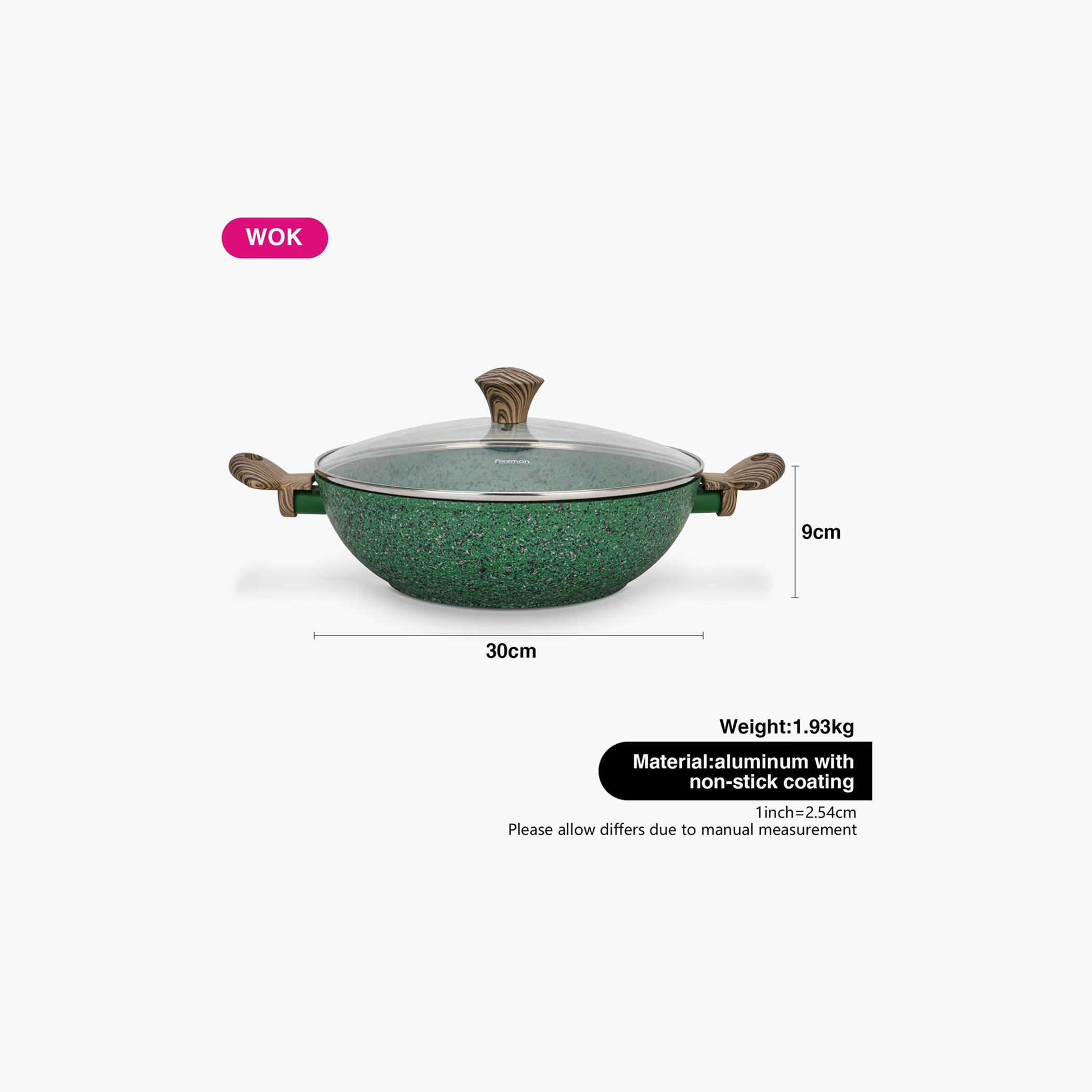 Malachite Series Aluminium Wok with Lid - 30x9 cm-household-kitchen-cookware-cookwareandsets-image-5