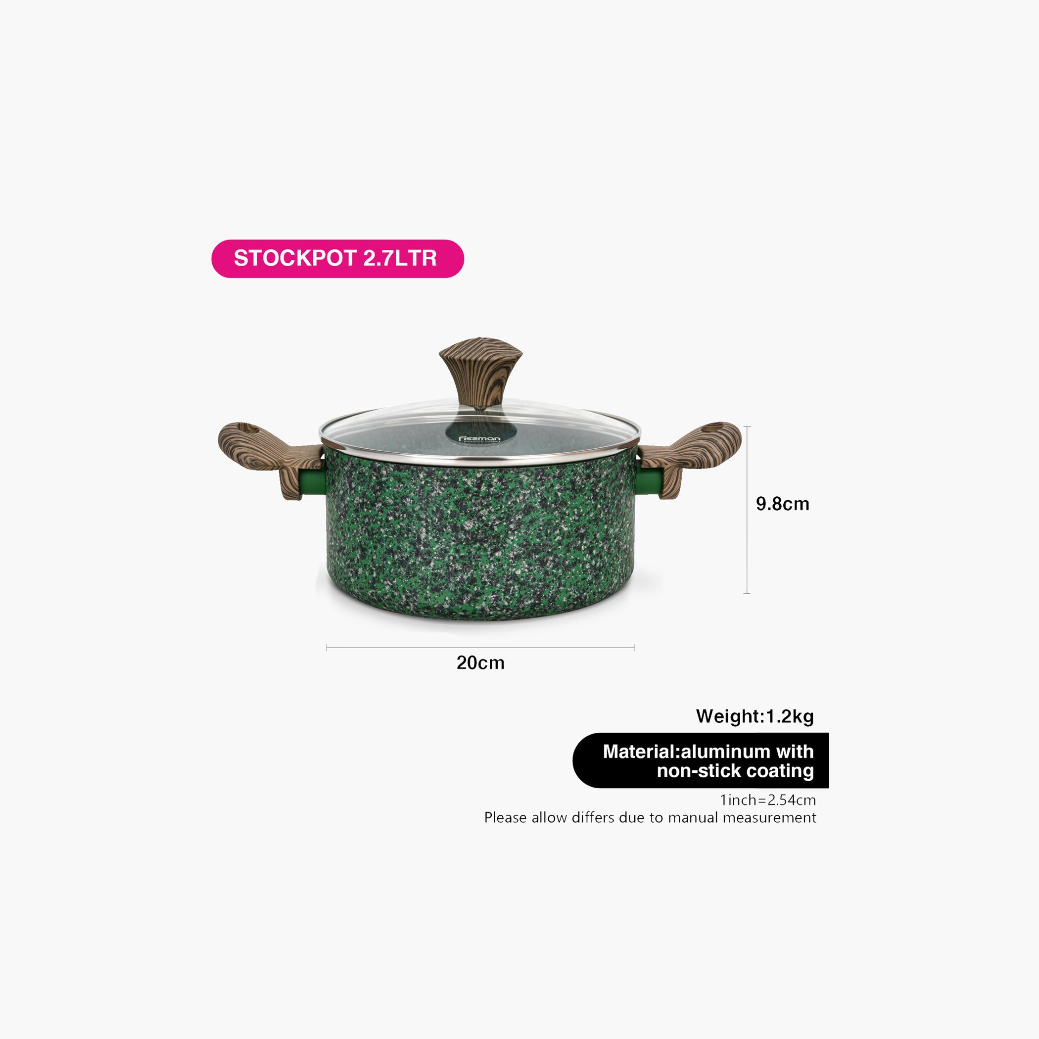 قدر ألمونيوم وملاكيت غير لاصق مع غطاء زجاجي من فيسمان - 2.7 لتر-household-kitchen-cookware-potsandpans-image-2