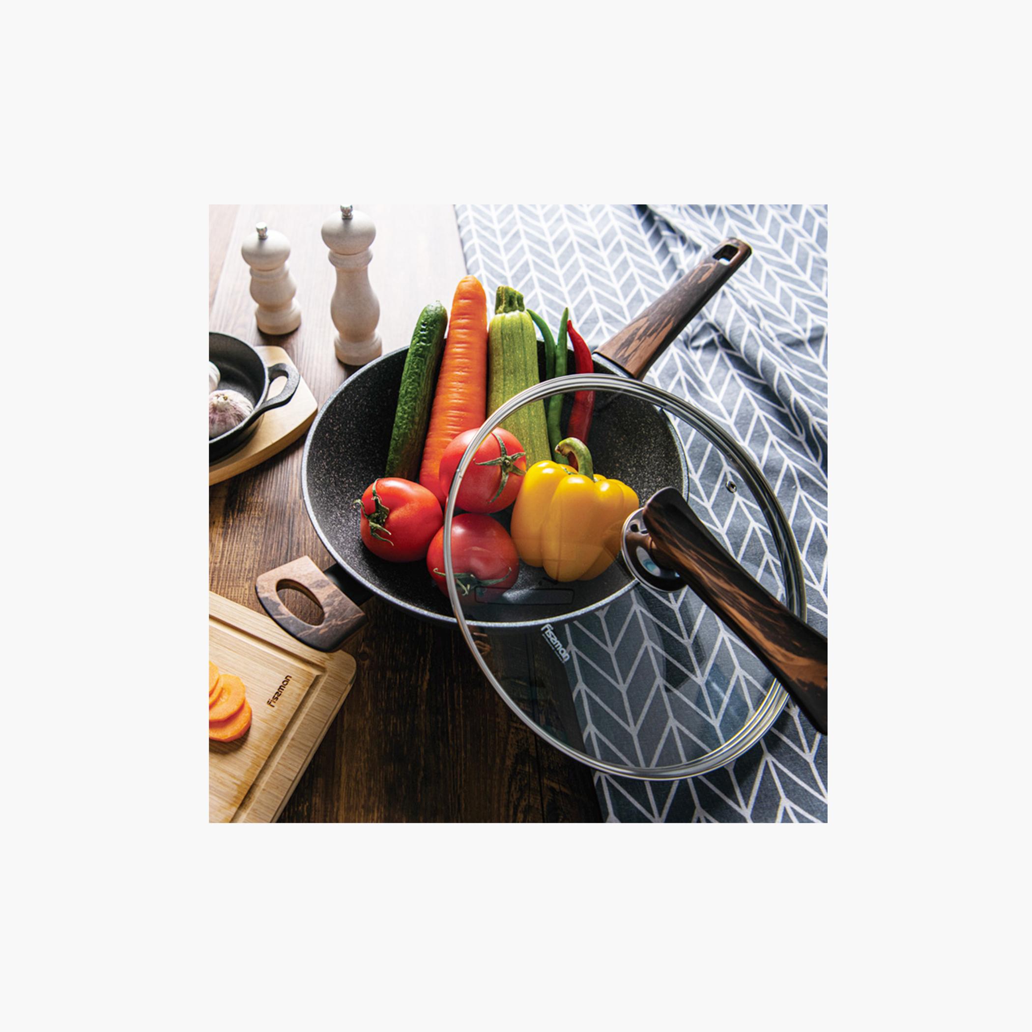 Fissman Capella Series Aluminum Non-Stick Wok with Glass Lid - 3.5 L-household-kitchen-cookware-potsandpans-image-2