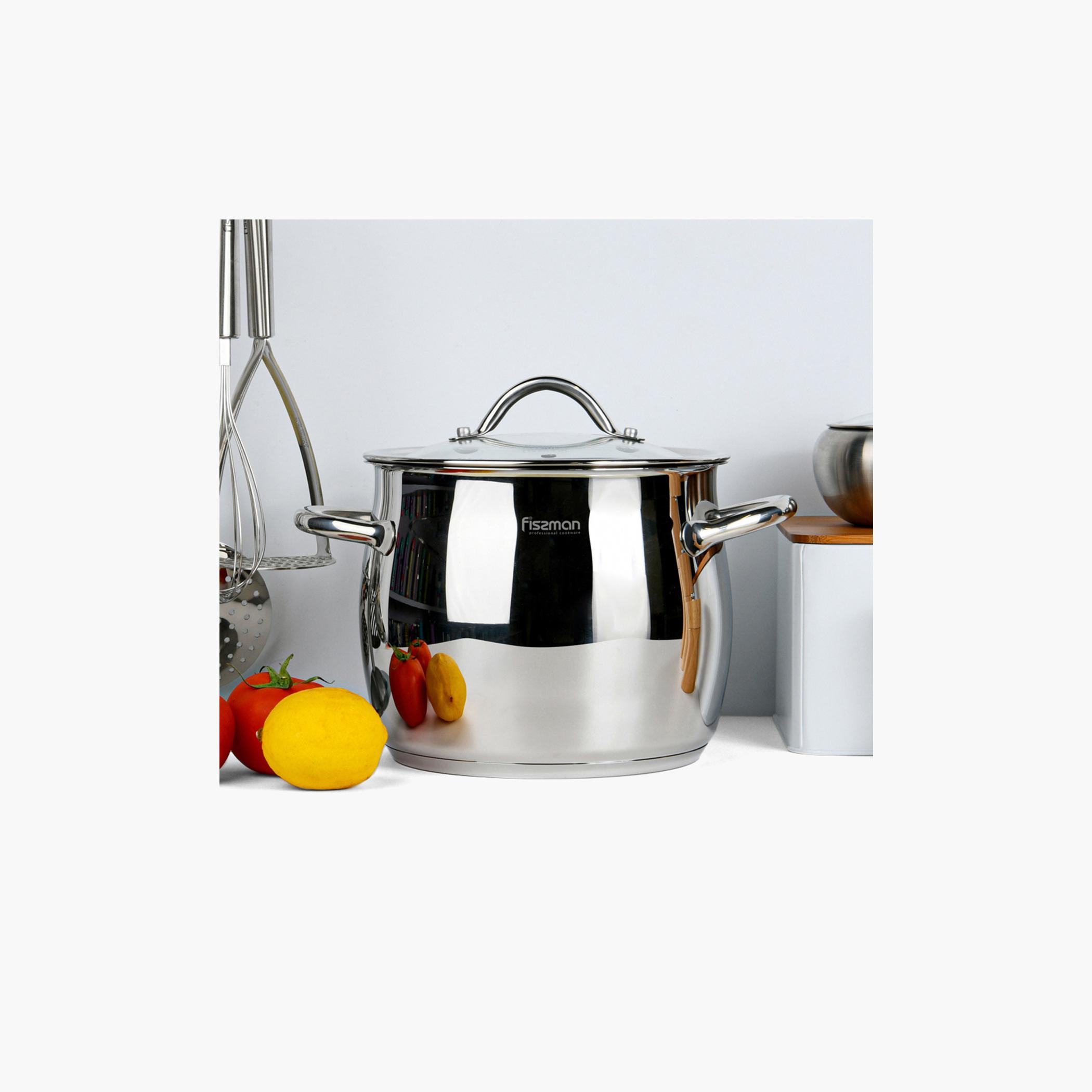 قدر مرق ستانلس ستيل بغطاء زجاجي من فيسمان  - 6 لتر-household-kitchen-cookware-potsandpans-image-1