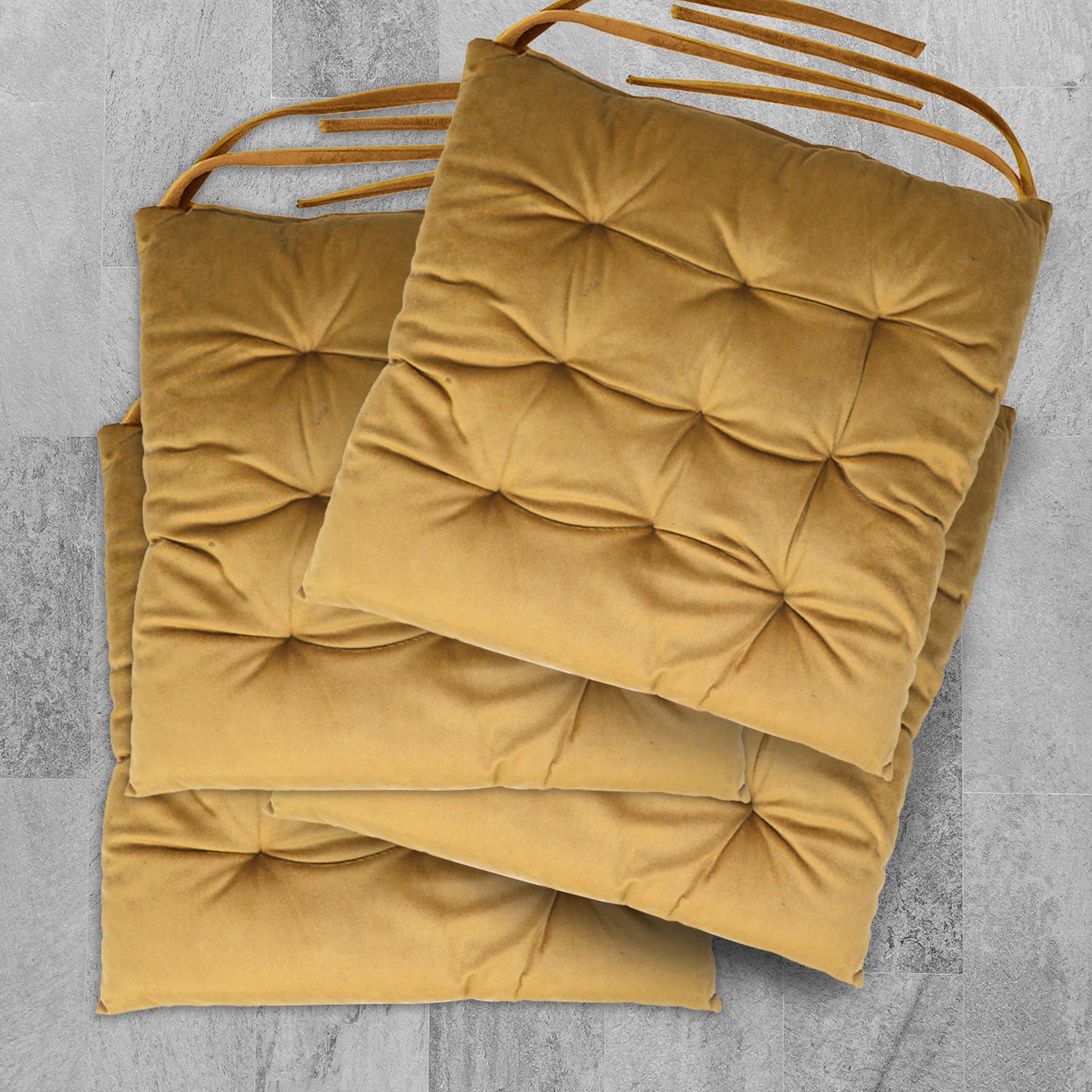 Ultima 4-piece Velvet Chair Pad - 40x40x3 cm-hbxdecorandfurnishings-homefurnishings-cushionsandcovers-chaircovers-image-1