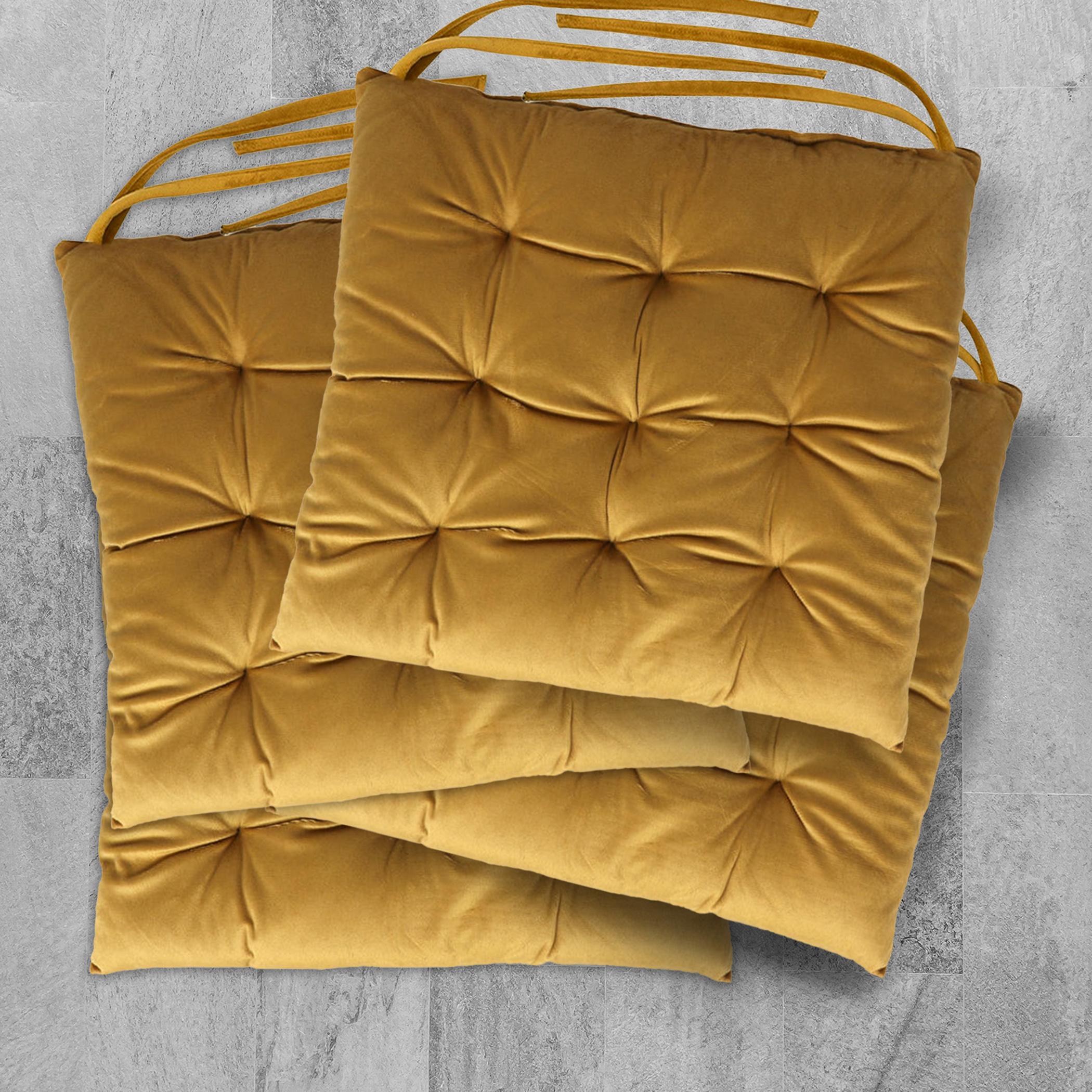 Ultima 4-piece Velvet Chair Pad - 40x40x3 cm-hbxdecorandfurnishings-homefurnishings-cushionsandcovers-chaircovers-image-1