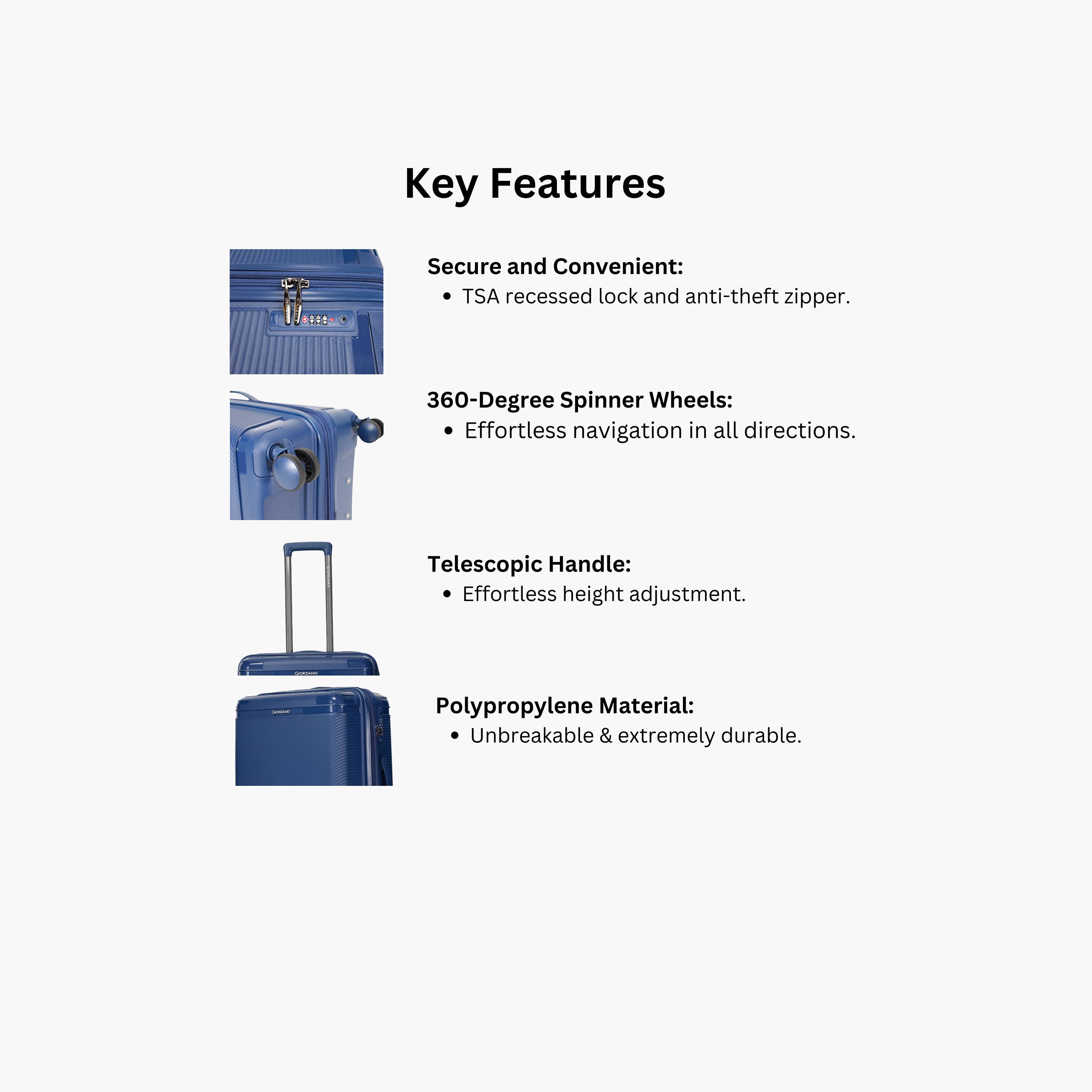Giordano League Set of 3 Polypropylene Hard Sided 4-Wheeler Spinner Trolley Bag with TSA Lock  | GR011/3-travel-luggagesandbags-luggage-image-13