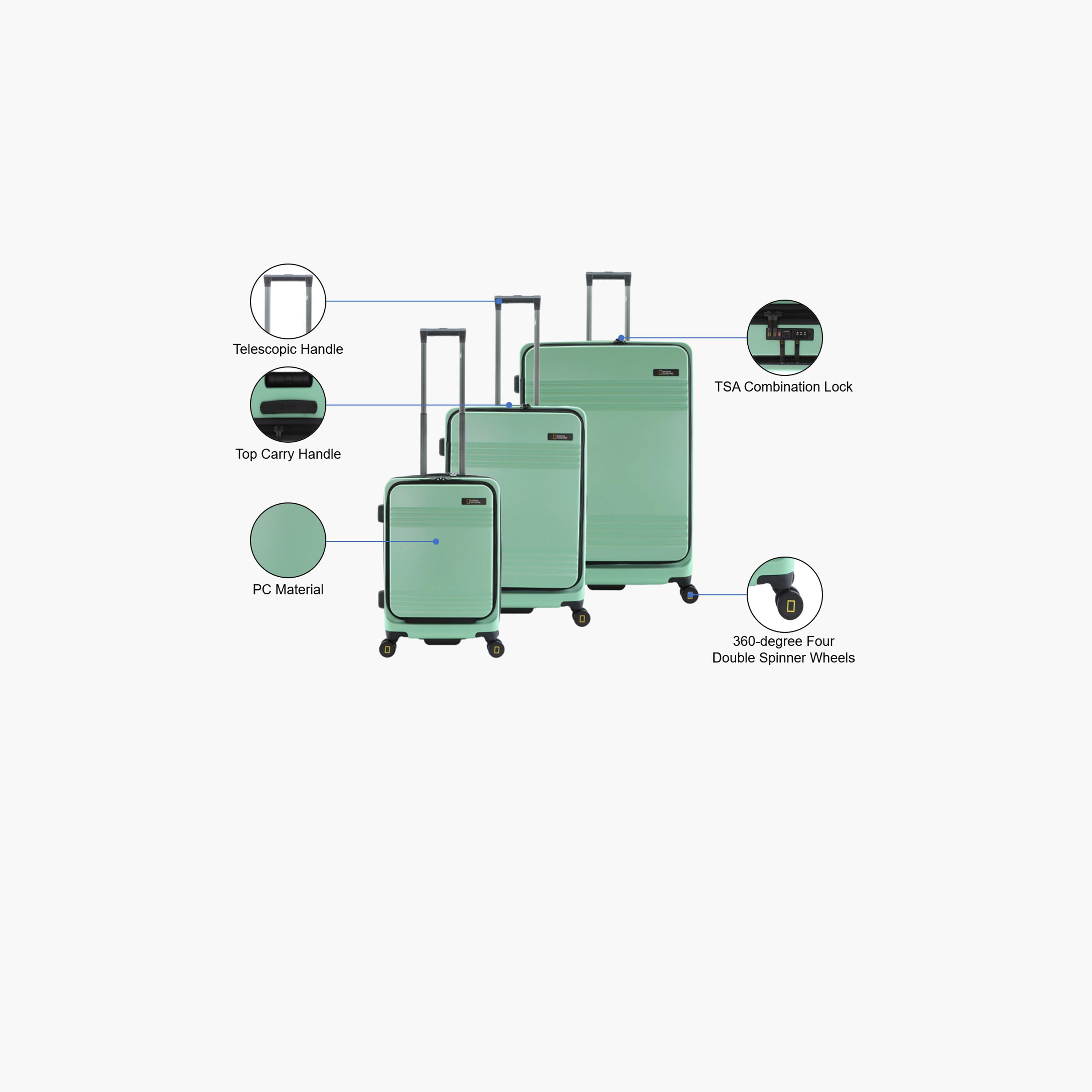 NATIONAL GEOGRAPHIC Lodge Set of 3 Polycarbonate with ABS Hard Sided 4-Wheeler Spinner Trolley Bag with TSA Lock  | N165HA.01-travel-luggagesandbags-luggage-image-2