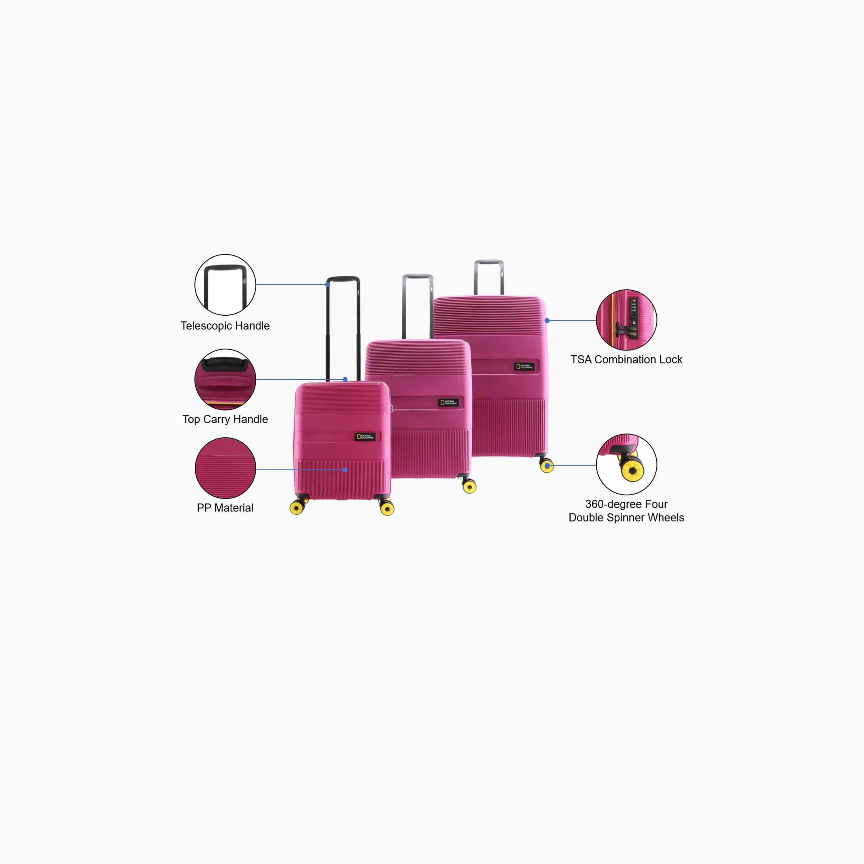 NATIONAL GEOGRAPHIC Cavern Set of 3 Polypropylene Hard Sided 4-Wheeler Spinner Trolley Bag with TSA Lock  | N221HA.01-travel-luggagesandbags-luggage-image-2