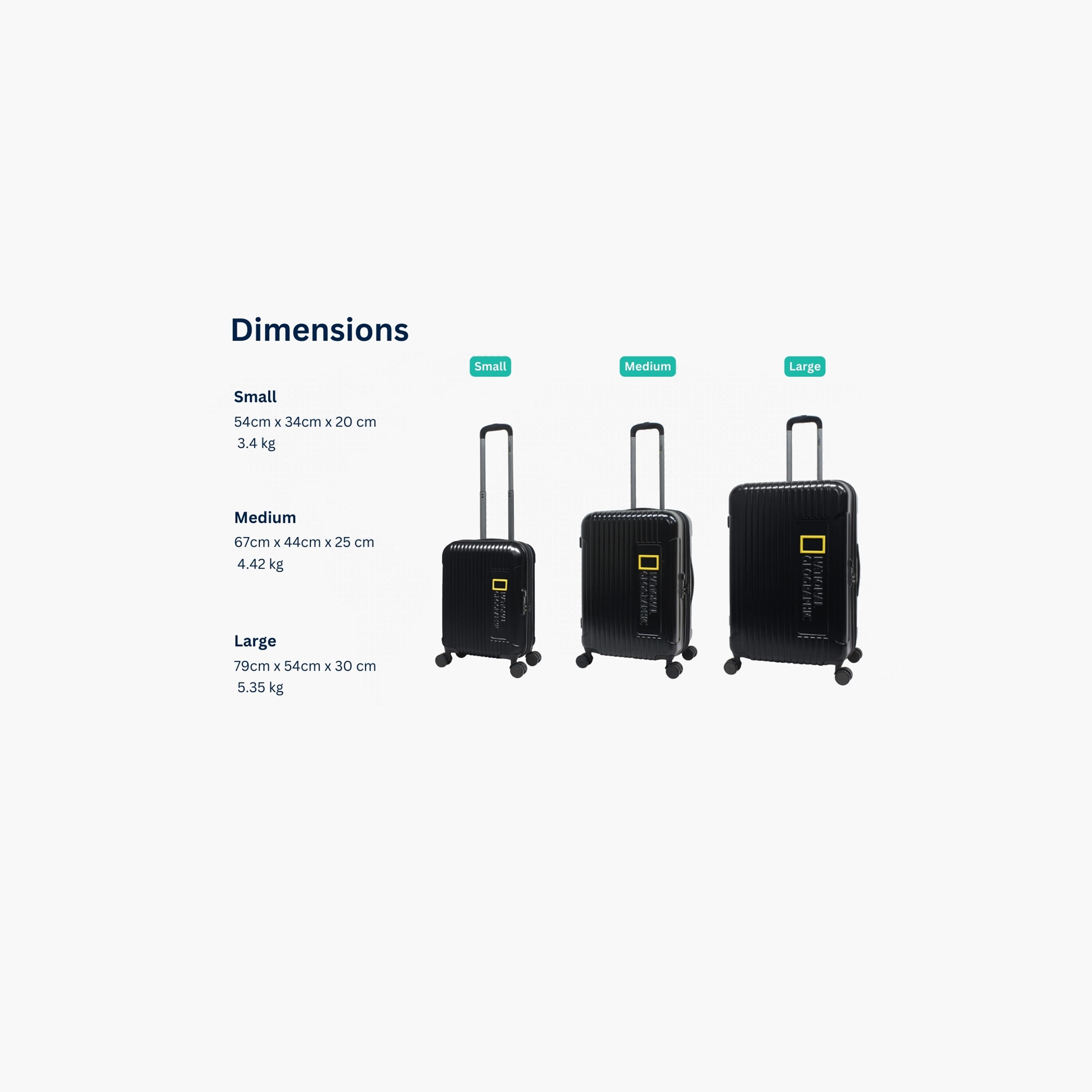 NATIONAL GEOGRAPHIC Canyon Set of 3 Polycarbonate with ABS Hard Sided 4-Wheeler Spinner Trolley Bag with TSA Lock  | N114HA.01-travel-luggagesandbags-luggage-image-2