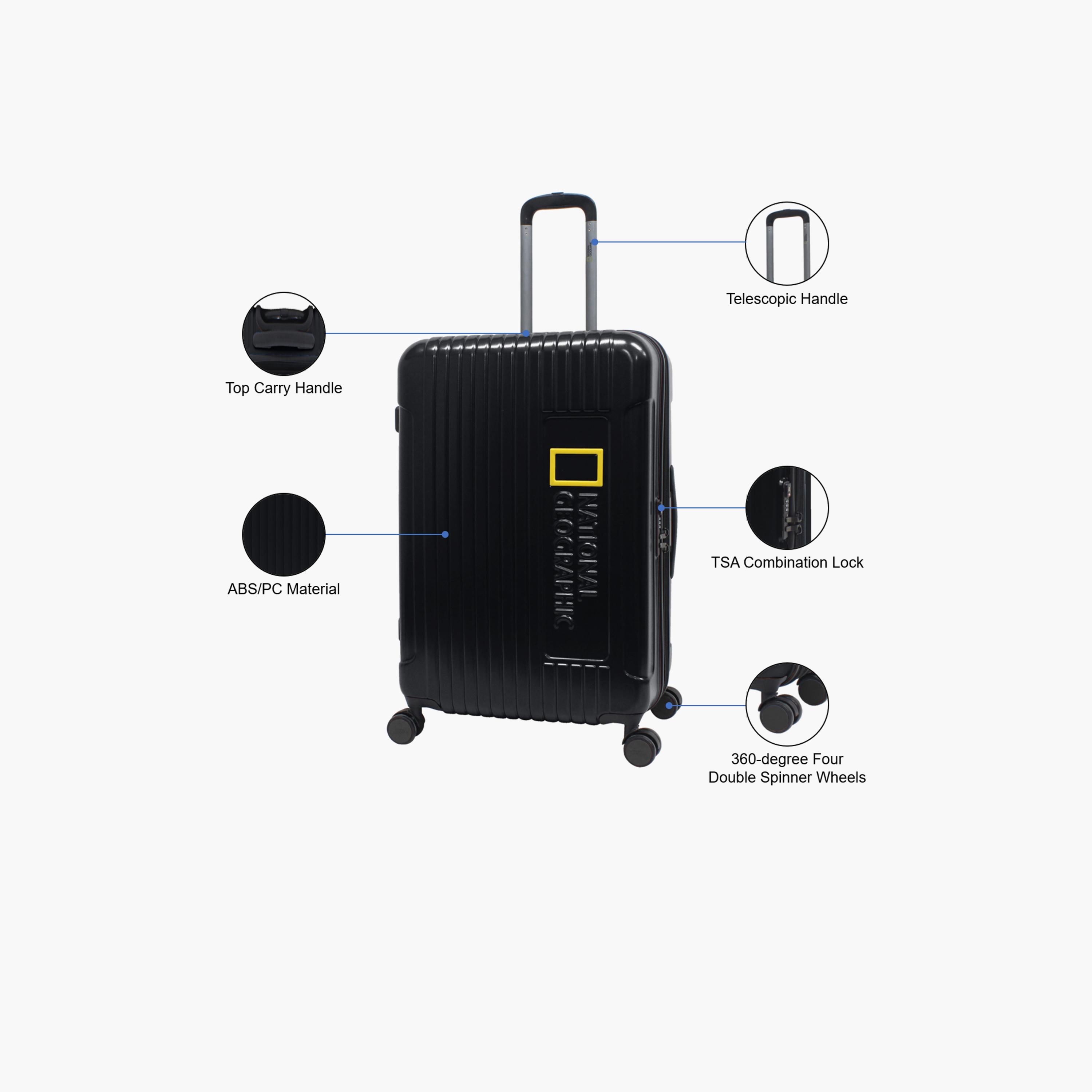 NATIONAL GEOGRAPHIC Canyon 78 CM Large Check-in Polycarbonate with ABS Hard Sided 4-Wheeler Spinner Trolley Bag with TSA Lock  | N114HA.71-travel-luggagesandbags-luggage-image-3