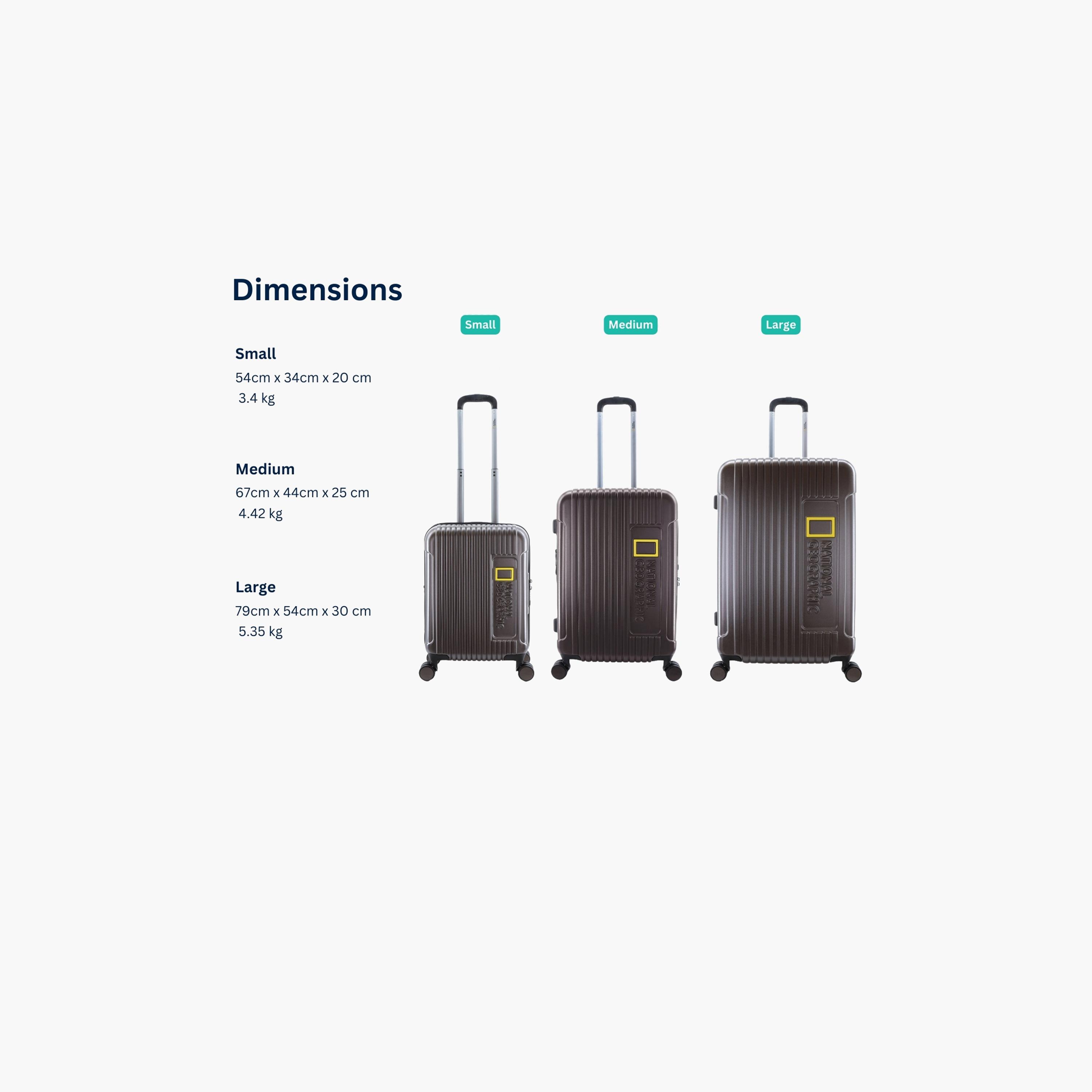 NATIONAL GEOGRAPHIC Canyon Set of 3 Polycarbonate with ABS Hard Sided 4-Wheeler Spinner Trolley Bag with TSA Lock  | N114HA.01-travel-luggagesandbags-luggage-image-2