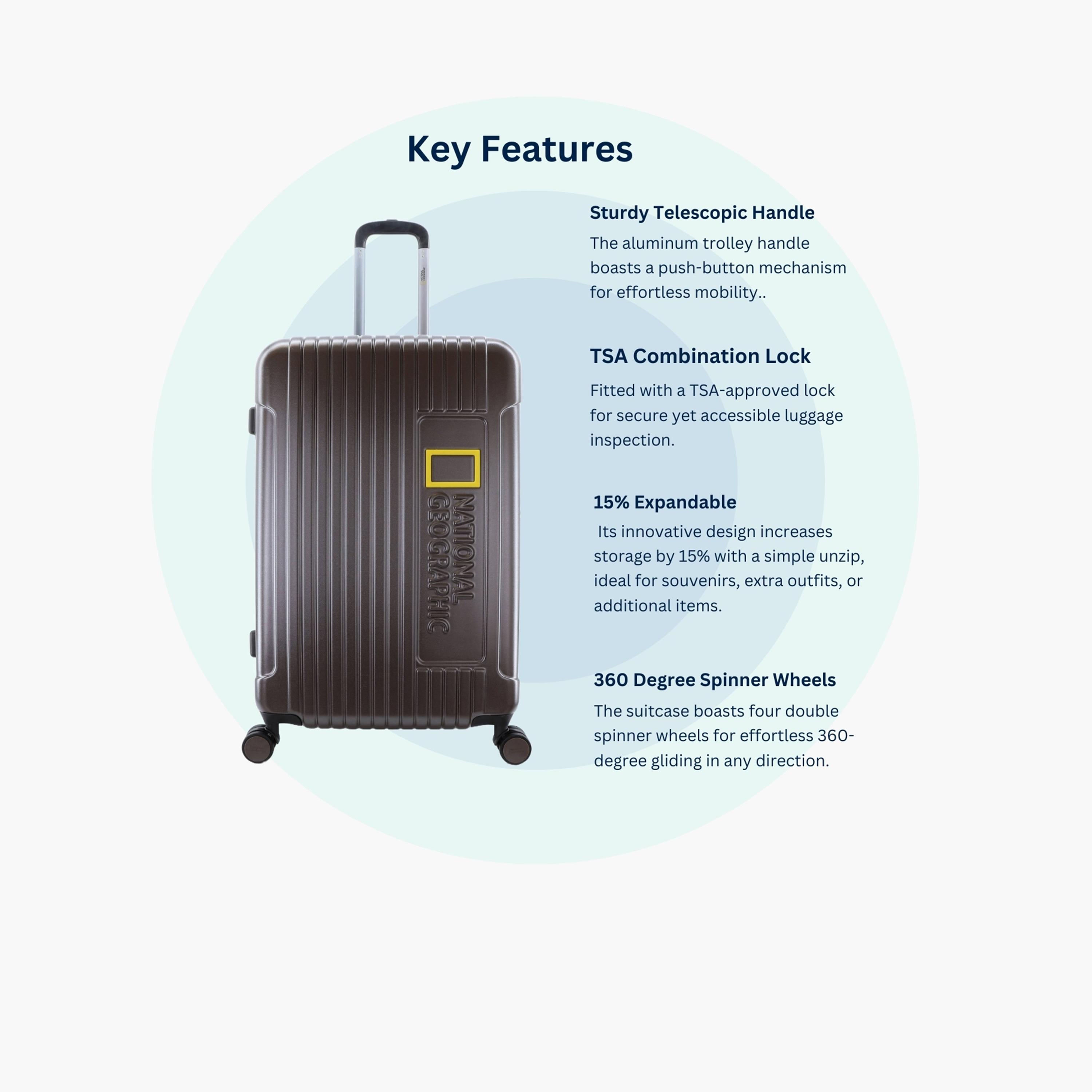 NATIONAL GEOGRAPHIC Canyon Set of 3 Polycarbonate with ABS Hard Sided 4-Wheeler Spinner Trolley Bag with TSA Lock  | N114HA.01-travel-luggagesandbags-luggage-image-5