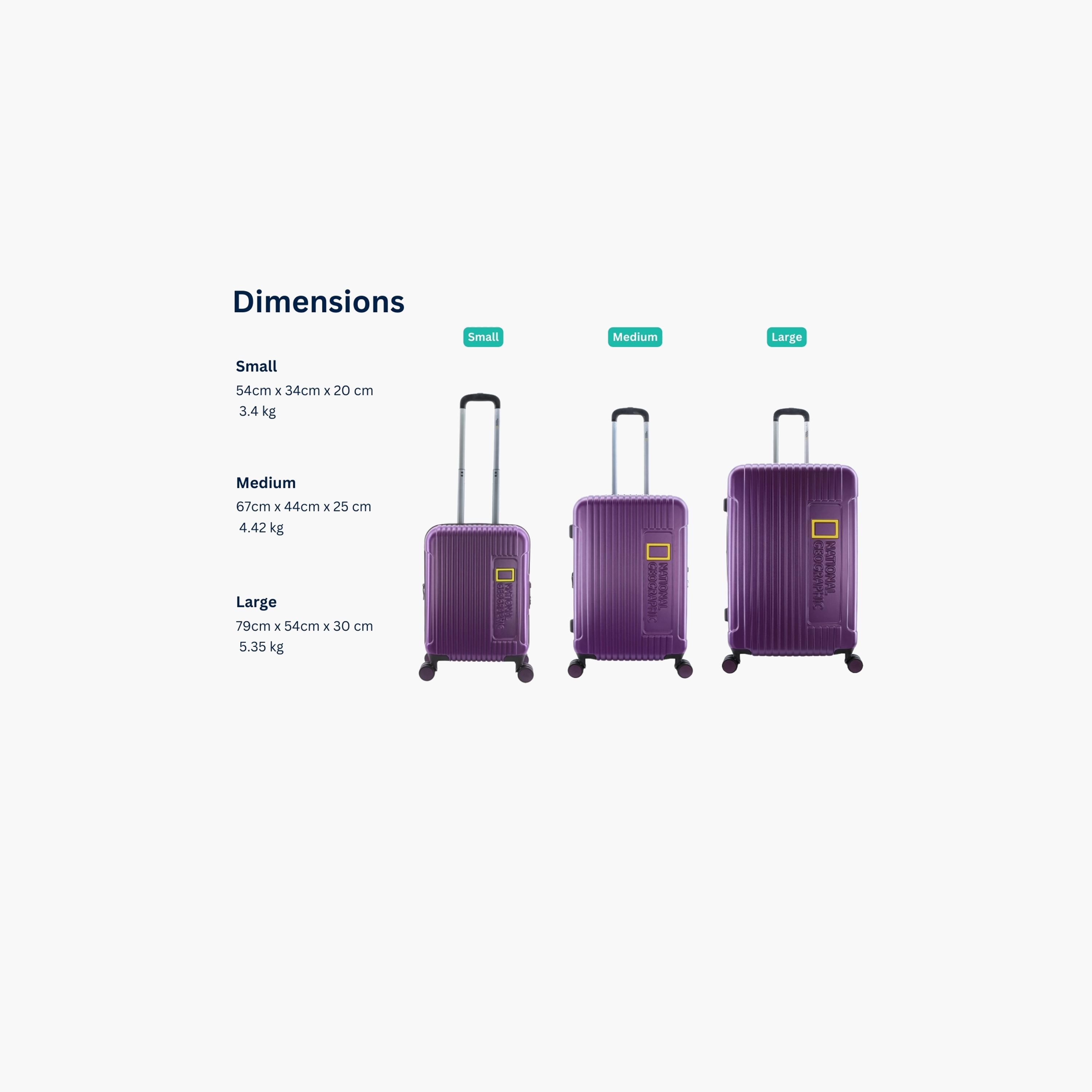 NATIONAL GEOGRAPHIC Canyon Set of 3 Polycarbonate with ABS Hard Sided 4-Wheeler Spinner Trolley Bag with TSA Lock  | N114HA.01-travel-luggagesandbags-luggage-image-2
