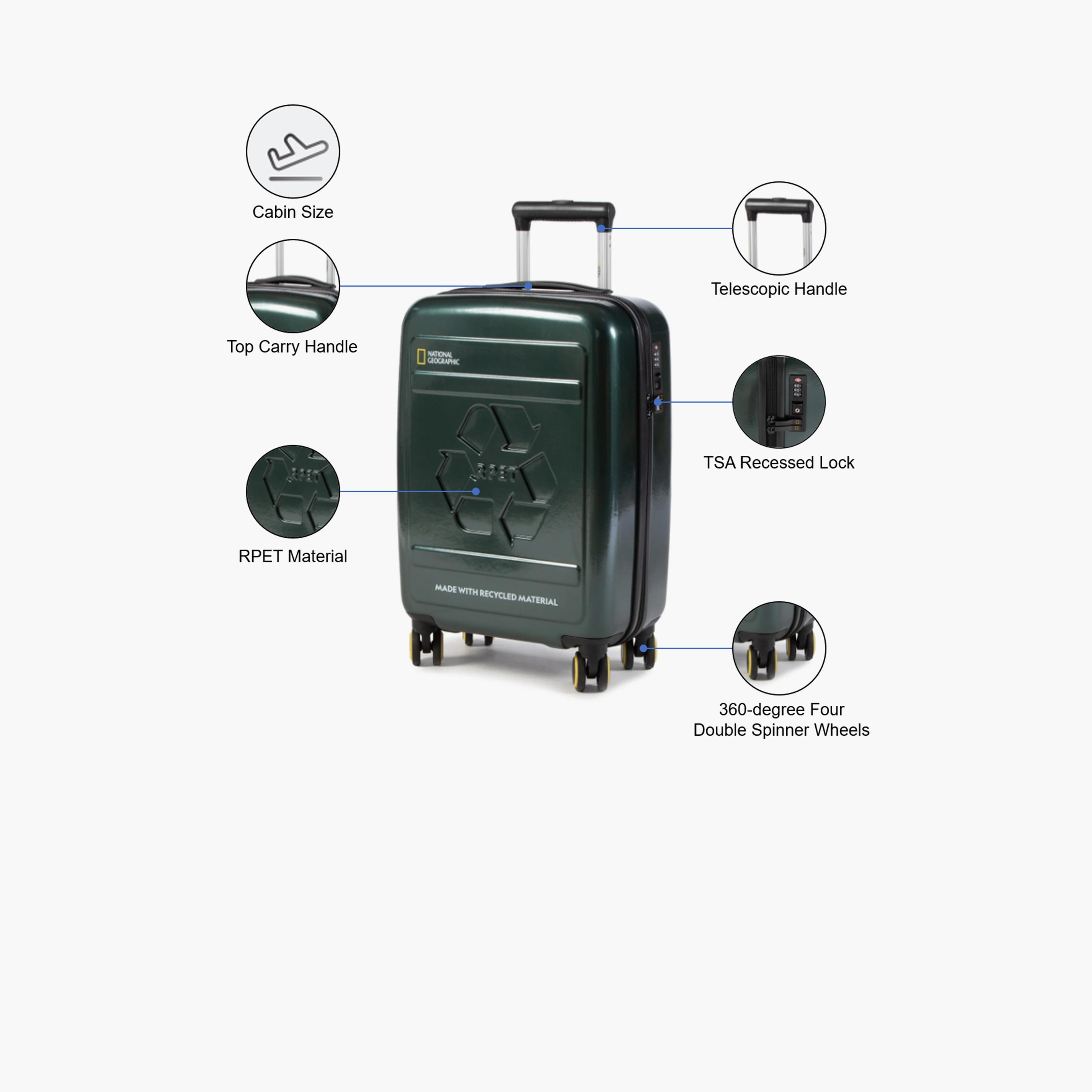 NATIONAL GEOGRAPHIC RPET Balance 50 CM Small Cabin Polycarbonate with ABS Hard Sided 4-Wheeler Spinner Trolley Bag with TSA Lock  | N205HA.49-travel-luggagesandbags-luggage-image-3