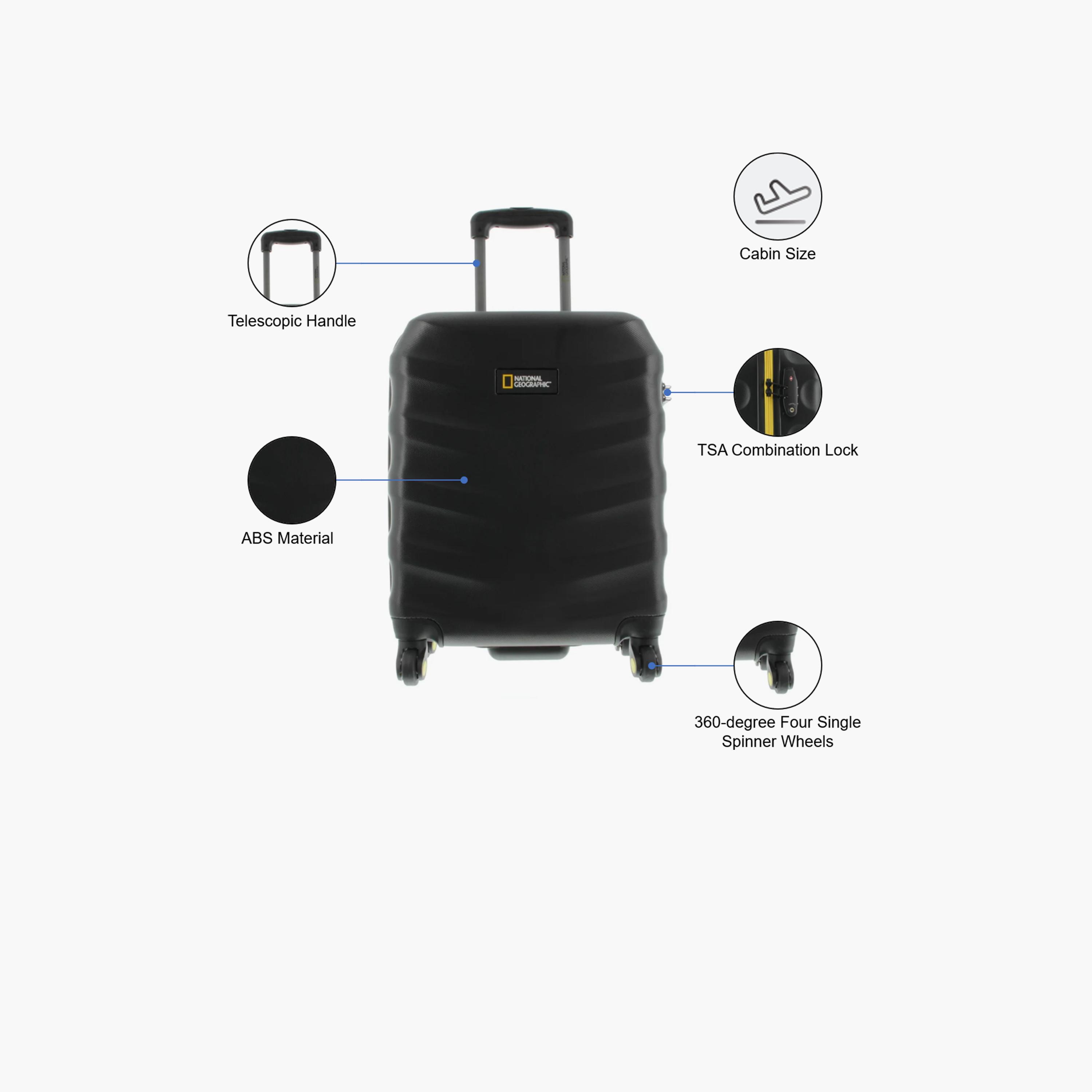 NATIONAL GEOGRAPHIC Arete 50 CM Small Cabin ABS Hard Sided 4-Wheeler Spinner Trolley Bag with TSA Lock  | N135HA.49-travel-luggagesandbags-luggage-image-3