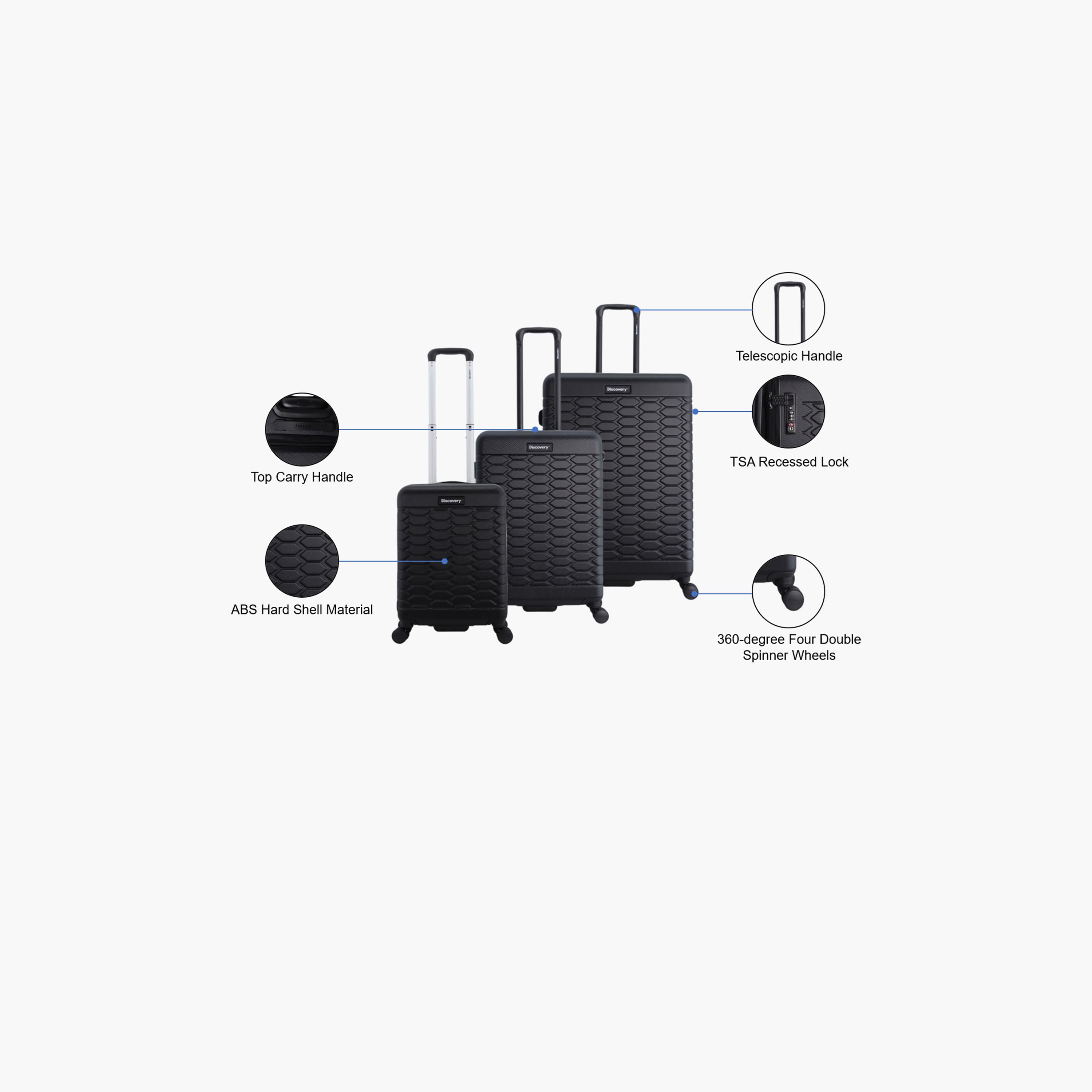 Discovery Reptile Set of 3 ABS Hard Sided 4-Wheeler Spinner Trolley Bag with TSA Lock  | D004HA.01-travel-luggagesandbags-luggage-image-2