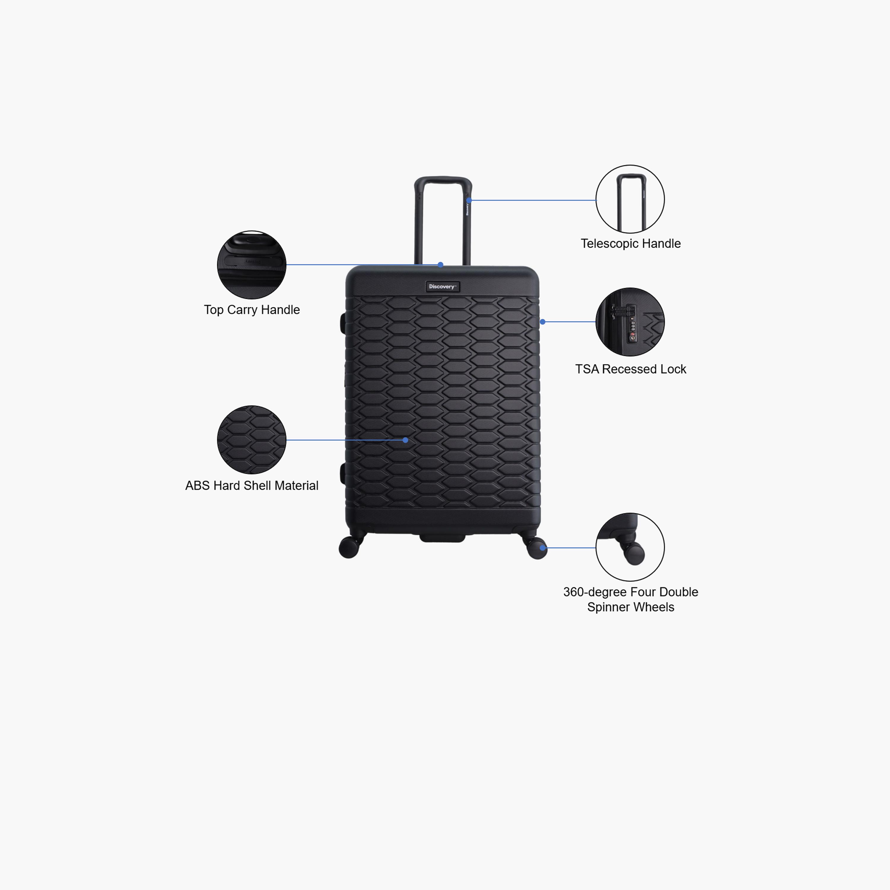 Discovery Reptile 78 CM Large Check-in ABS Hard Sided 4-Wheeler Spinner Trolley Bag with TSA Lock  | D004HA.71-travel-luggagesandbags-luggage-image-3