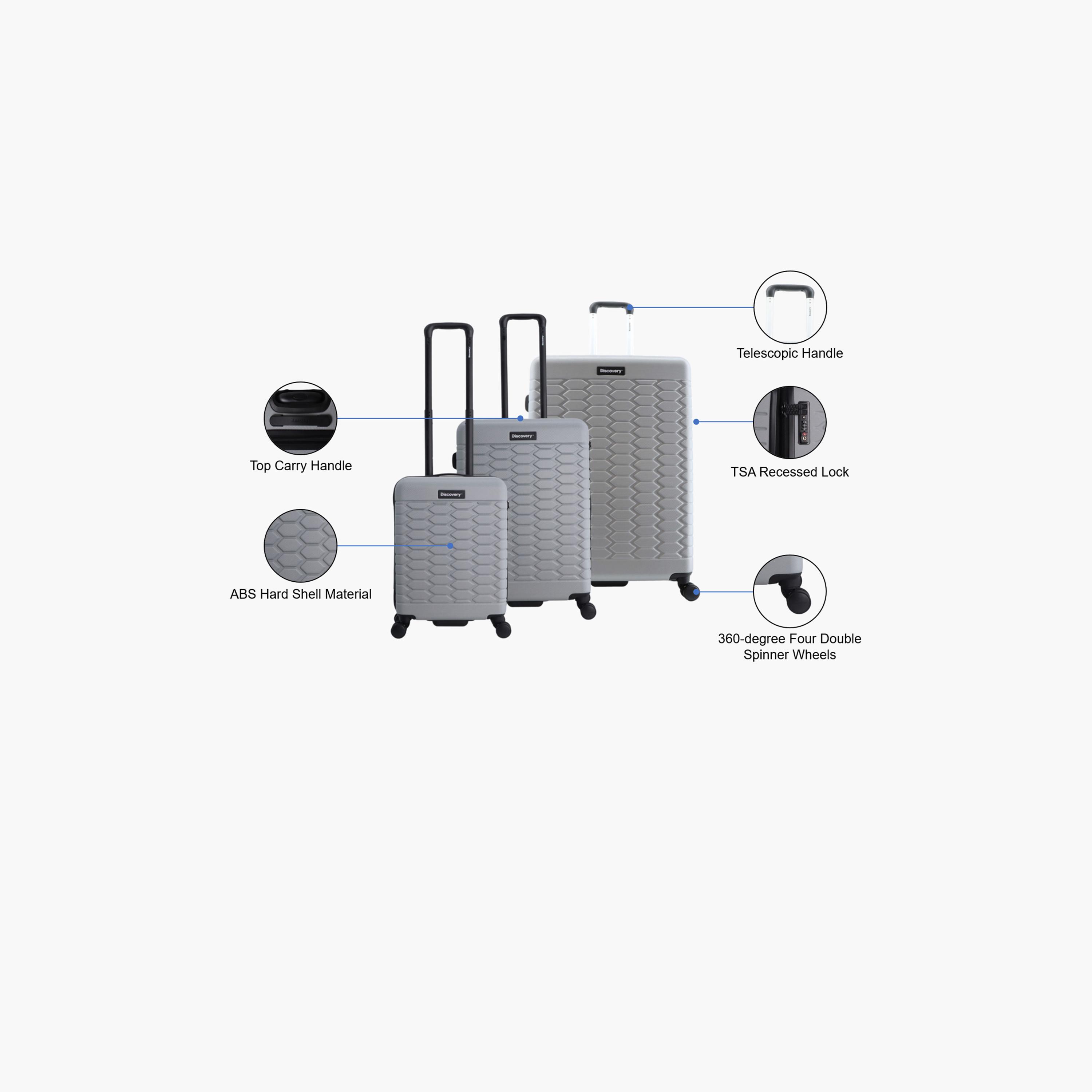 Discovery Reptile Set of 3 ABS Hard Sided 4-Wheeler Spinner Trolley Bag with TSA Lock  | D004HA.01-travel-luggagesandbags-luggage-image-2