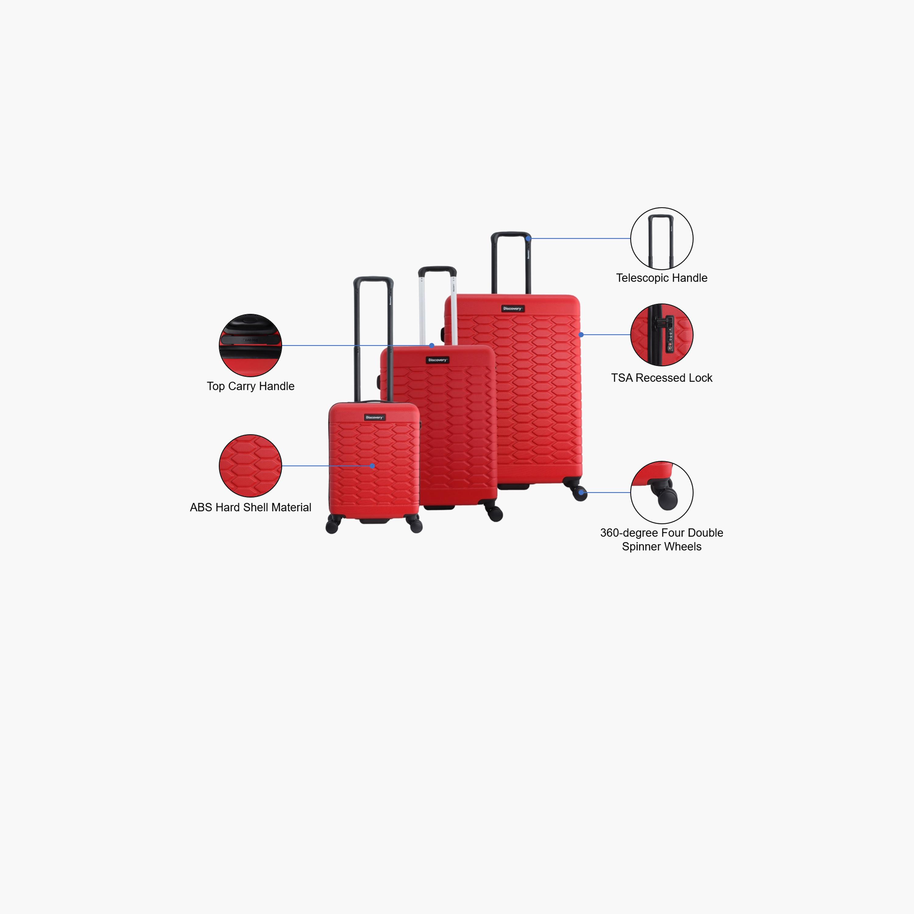 Discovery Reptile Set of 3 ABS Hard Sided 4-Wheeler Spinner Trolley Bag with TSA Lock  | D004HA.01-travel-luggagesandbags-luggage-image-2