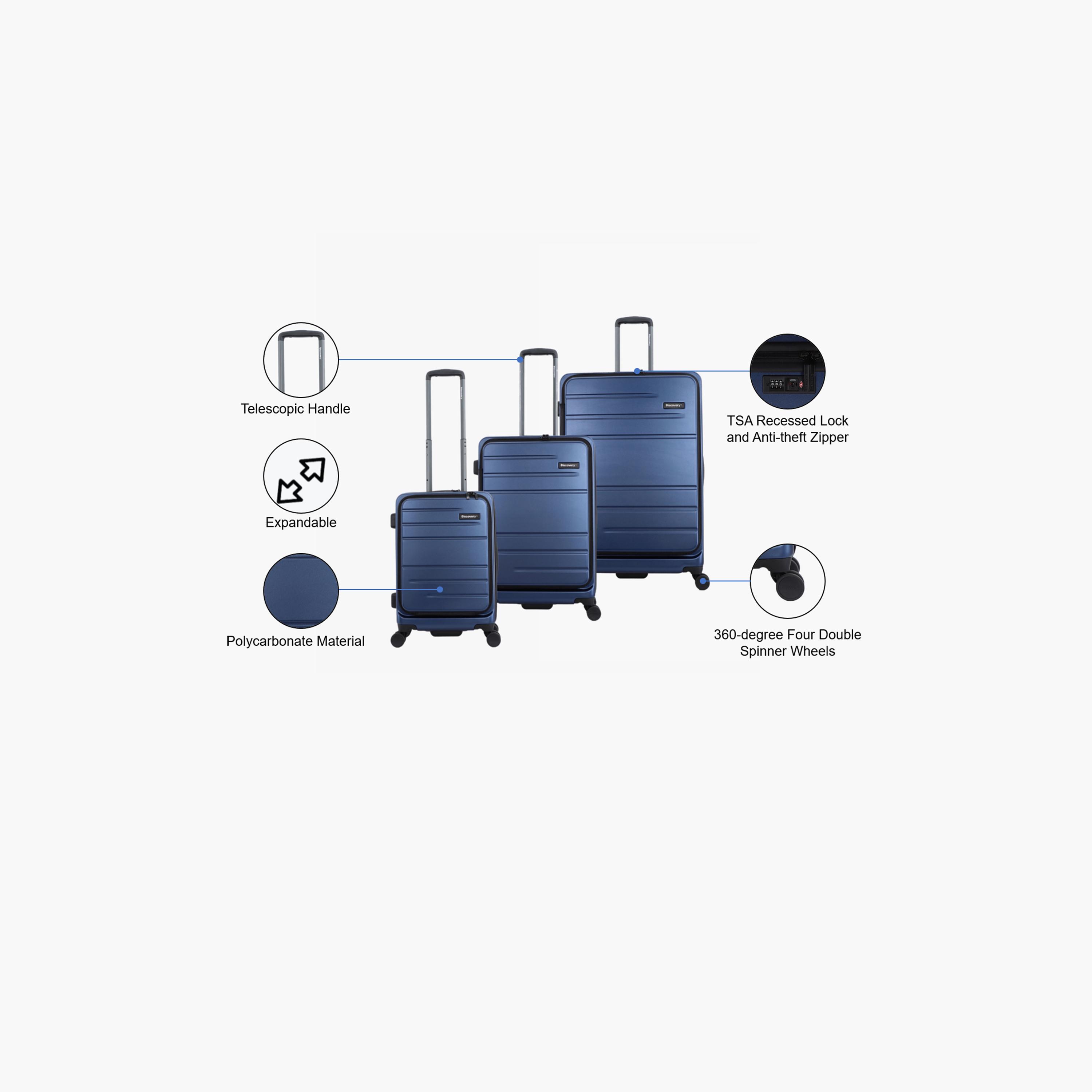 ديسكفري- شنطة سفر صلبة بولي كربونات باترول بأربع عجلات مع قفل TSA  | D003HA.01-travel-luggagesandbags-luggage-image-2