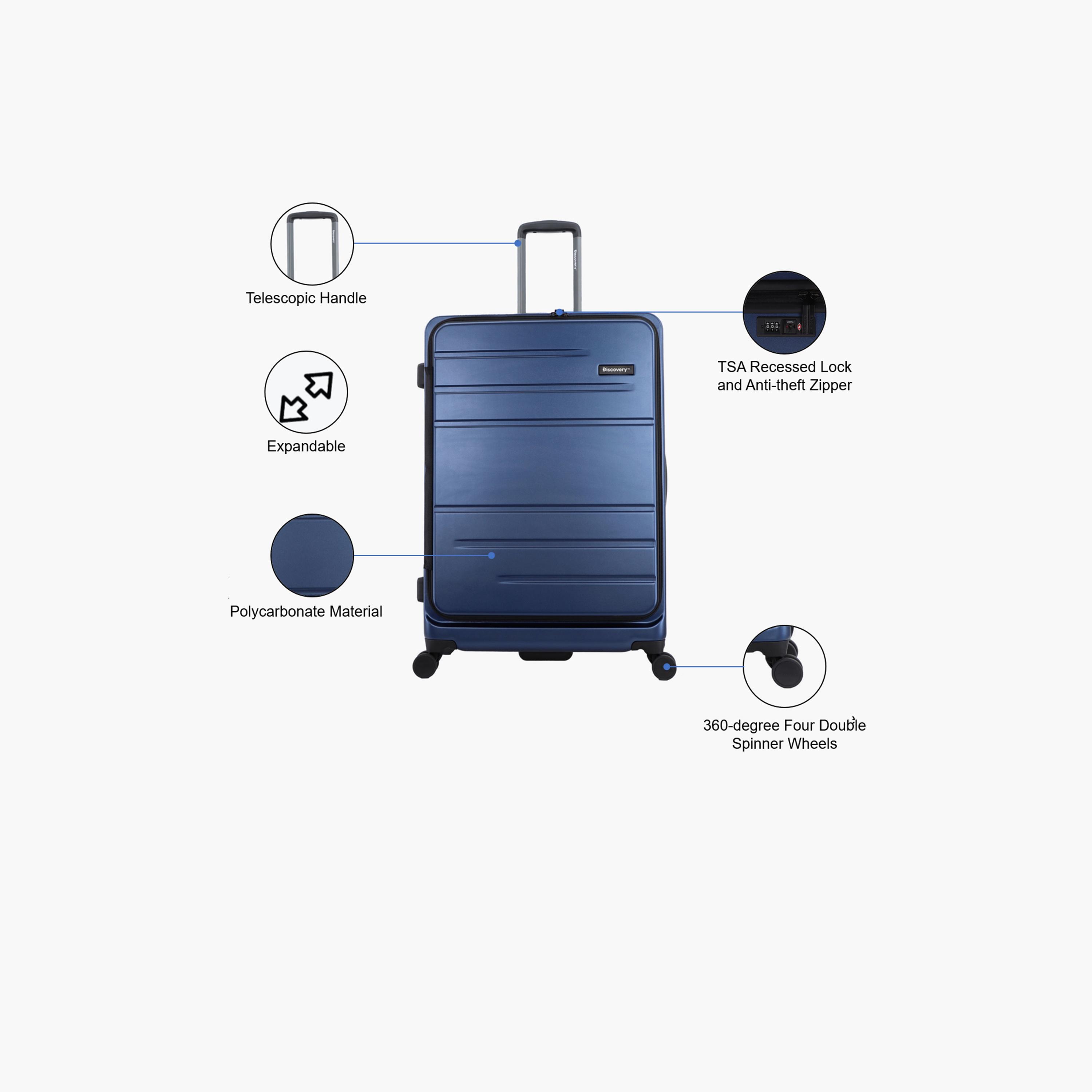 ديسكفري- شنطة سفر صلبة بولي كربونات باترول بأربع عجلات مع قفل TSA  | D003HA.71-travel-luggagesandbags-luggage-image-3