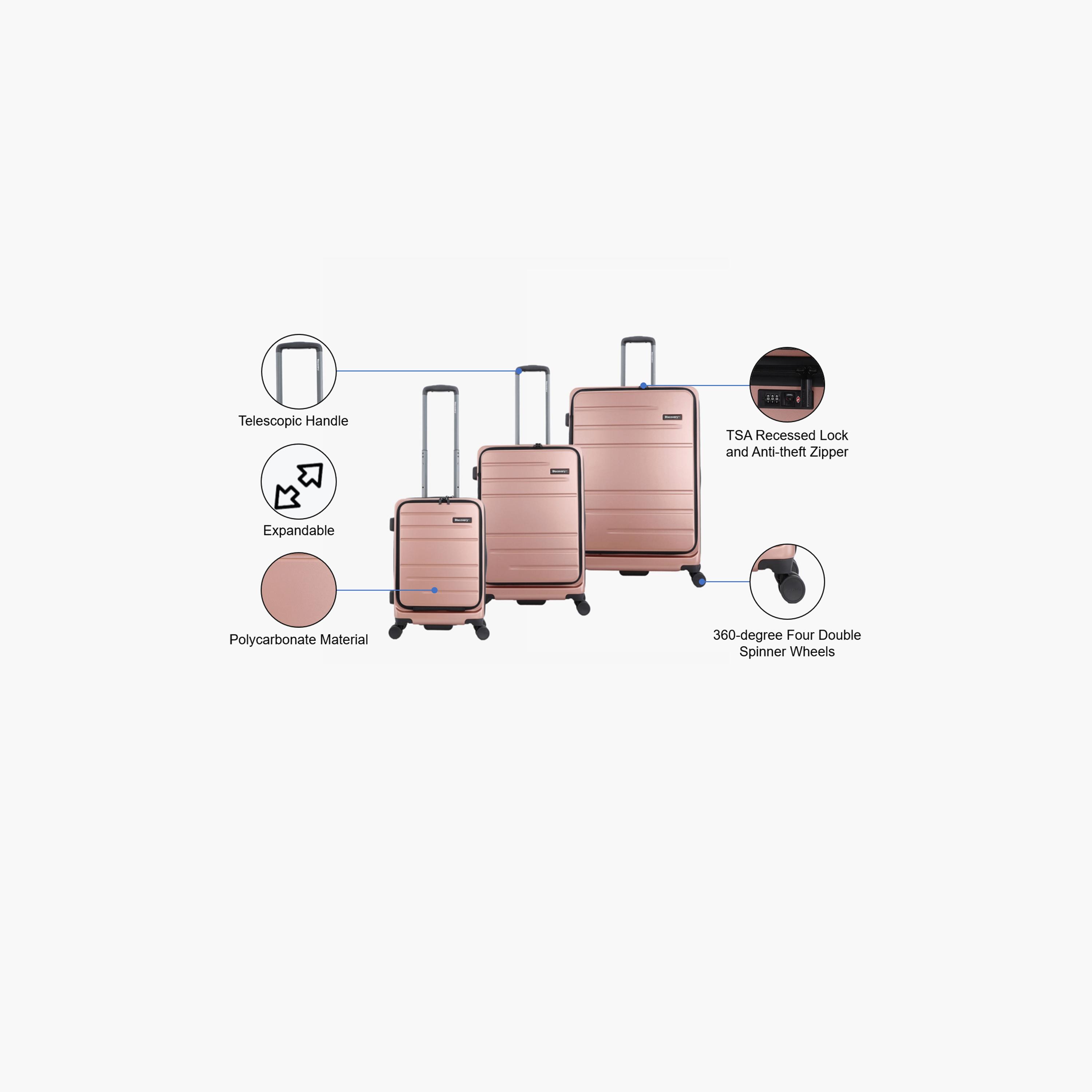 Discovery Patrol Set of 3 Polycarbonate with ABS Hard Sided 4-Wheeler Spinner Trolley Bag with TSA Lock  | D003HA.01-travel-luggagesandbags-luggage-image-2