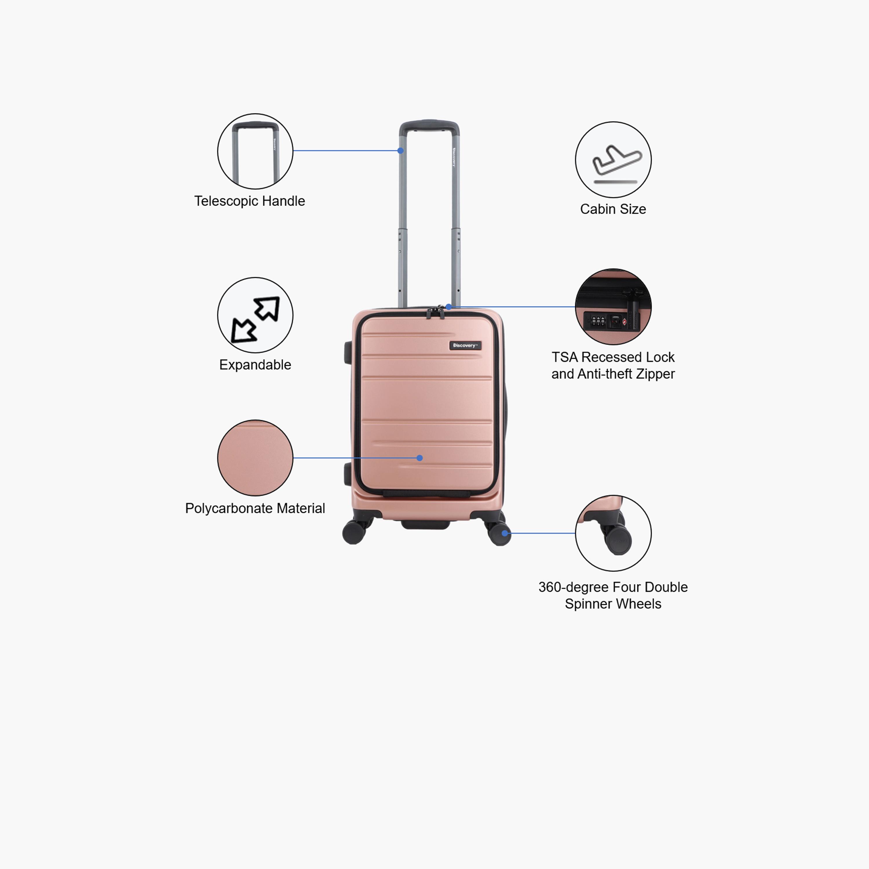 Discovery Patrol 50 CM Small Cabin Polycarbonate with ABS Hard Sided 4-Wheeler Spinner Trolley Bag with TSA Lock  | D003HA.49-travel-luggagesandbags-luggage-image-3