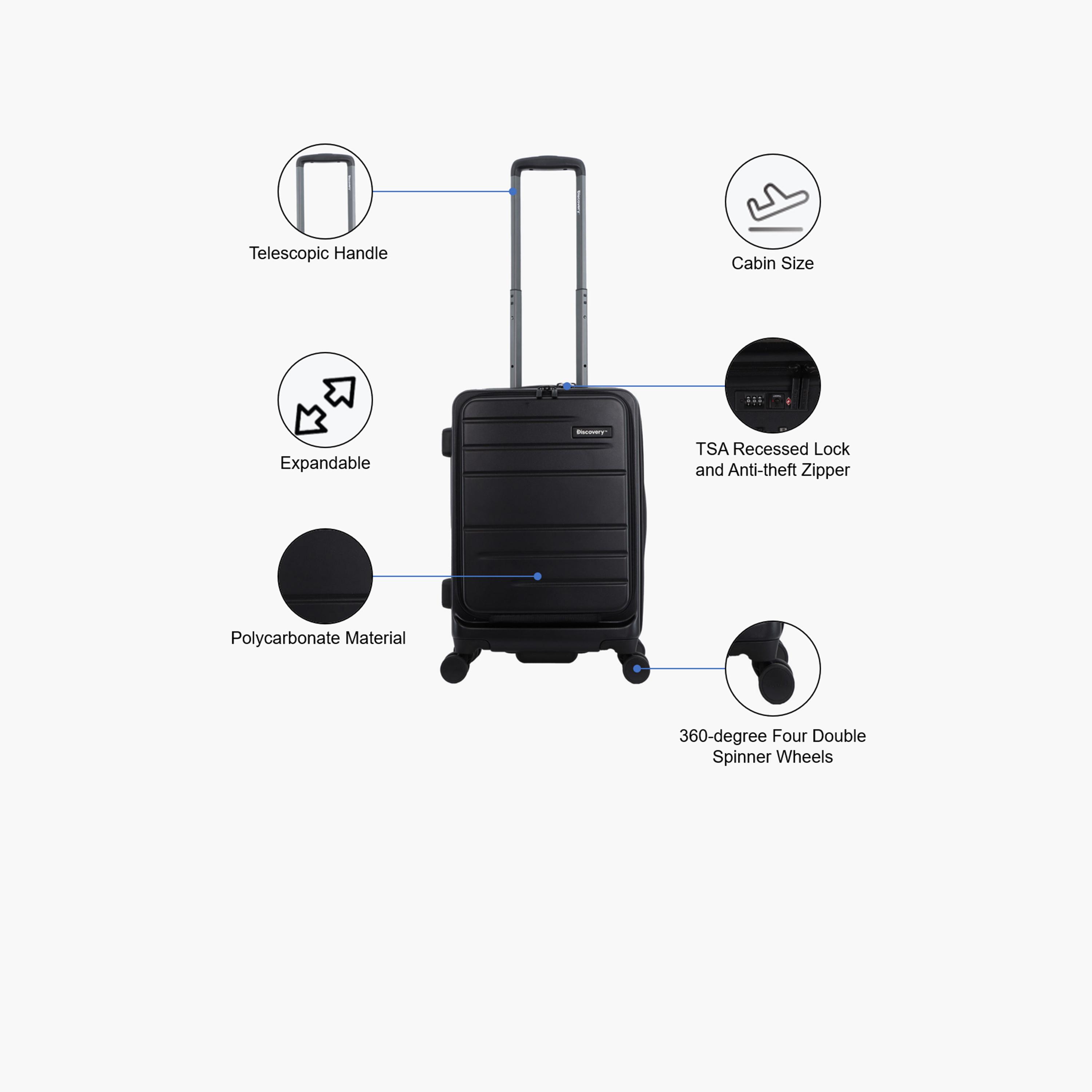 Discovery Patrol 50 CM Small Cabin Polycarbonate with ABS Hard Sided 4-Wheeler Spinner Trolley Bag with TSA Lock  | D003HA.49-travel-luggagesandbags-luggage-image-3