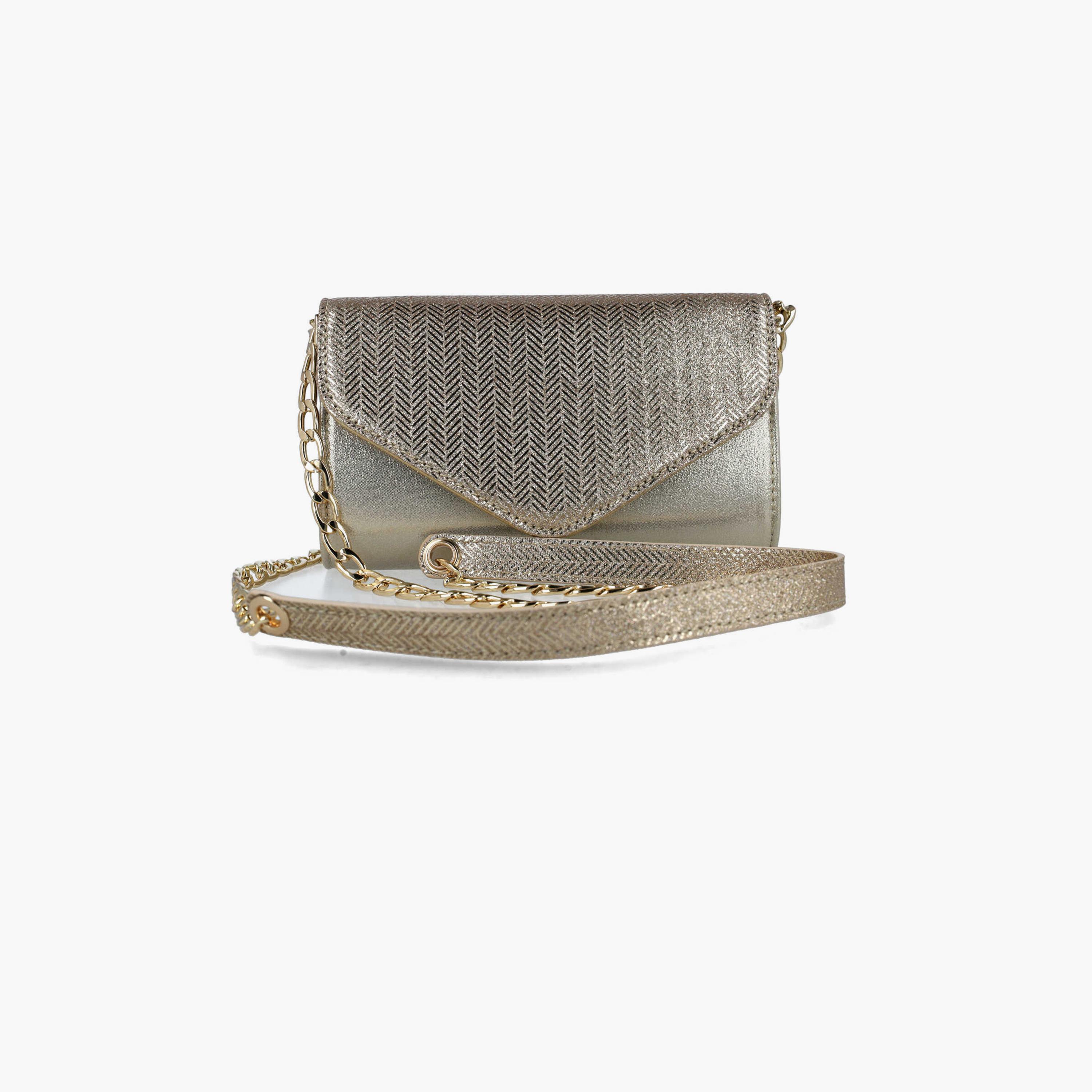 Menbur Textured Crossbody Bags with Flap and Chain Strap-women-bagsandwallets-handbags-image-1