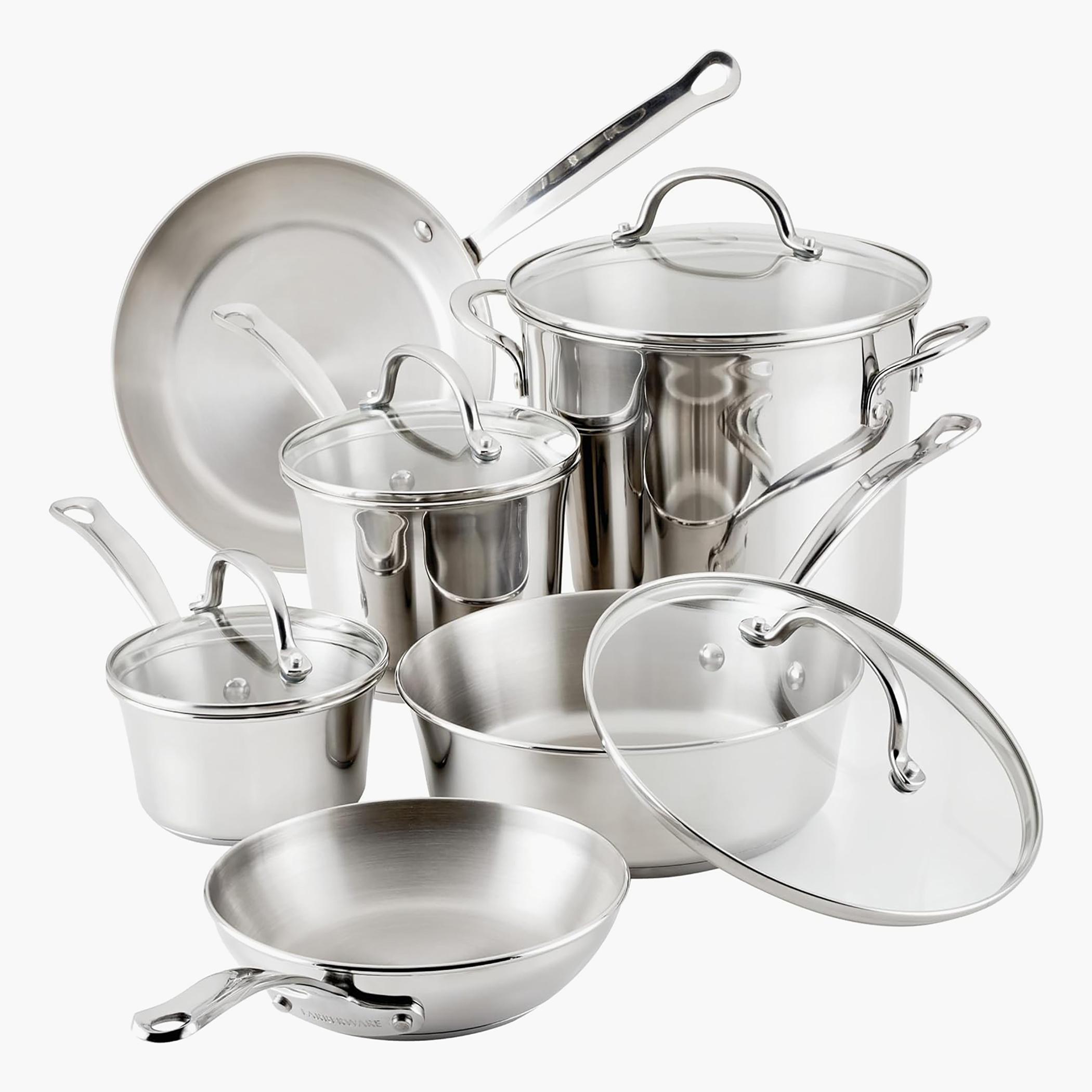 Shop Farberware 10-Piece Stainless Steel Induction Base Cookware Set ...