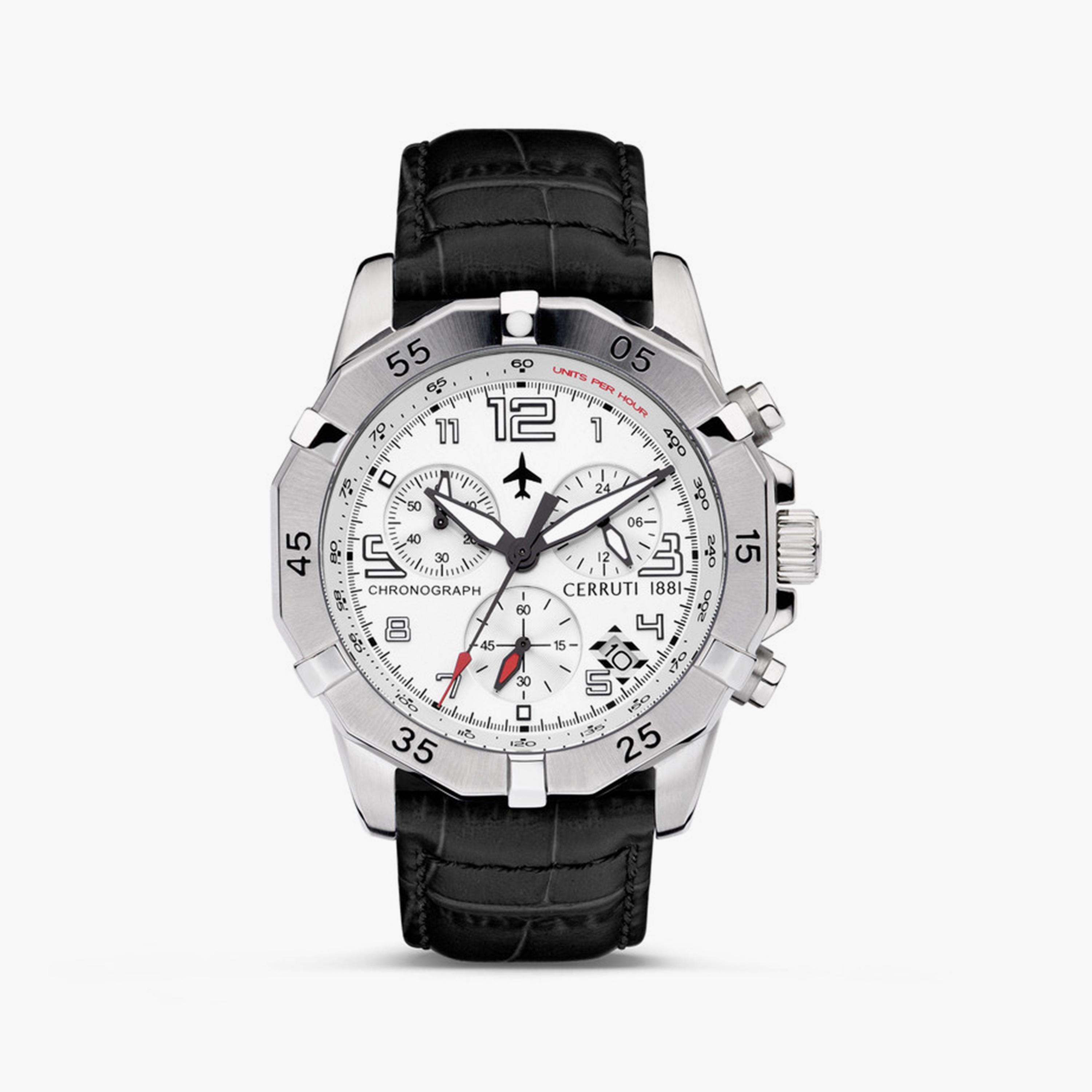 ساعة شيروتي 1881 للرجال 43 ملم ذات جلد أسود من كرونوغراف | CIWGC2224406-men-watchesandjewellery-watches-image-1