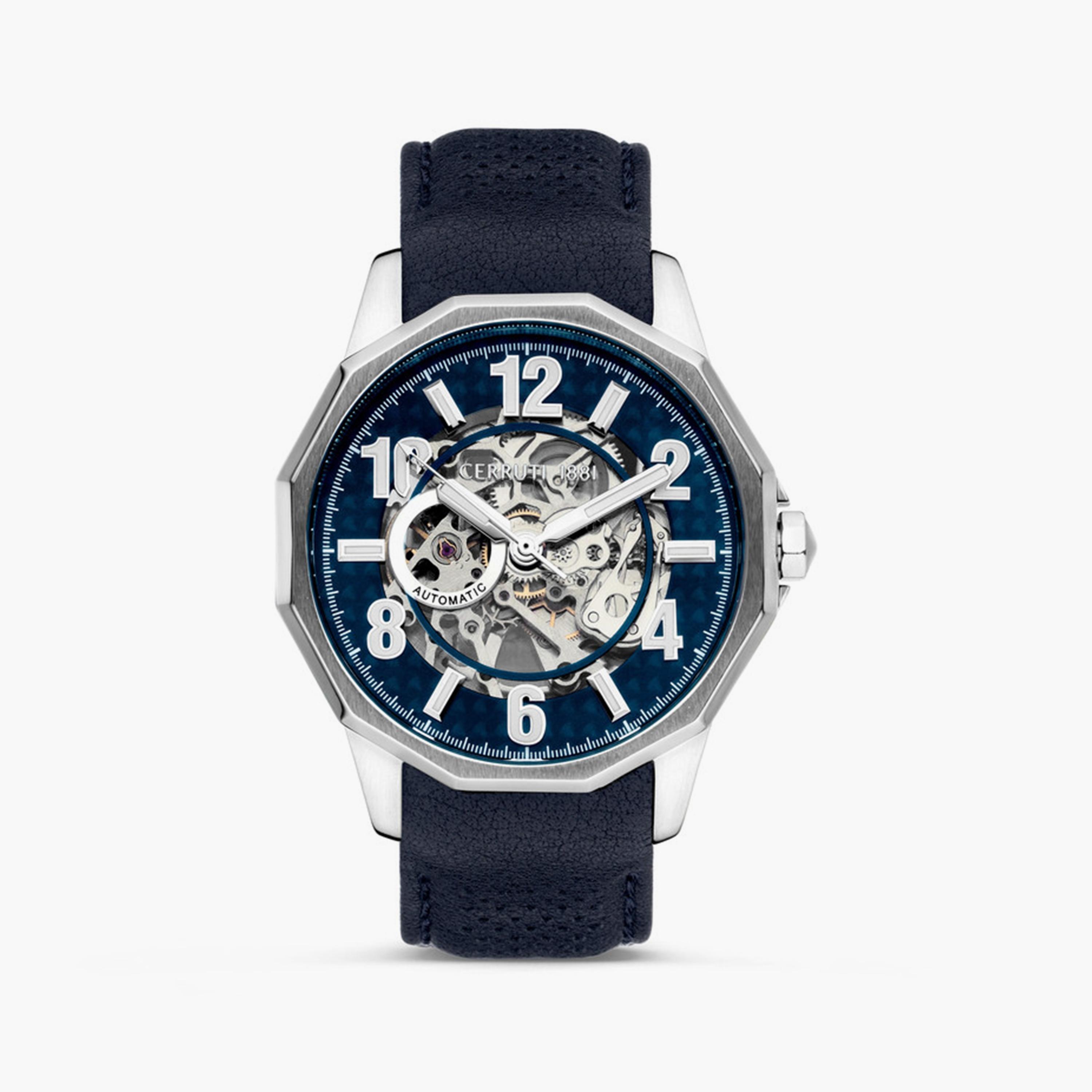 Cerruti 1881 Men's 44 MM Blue Automatic Leather Watch | CIWGE0007302-men-watchesandjewellery-watches-image-1