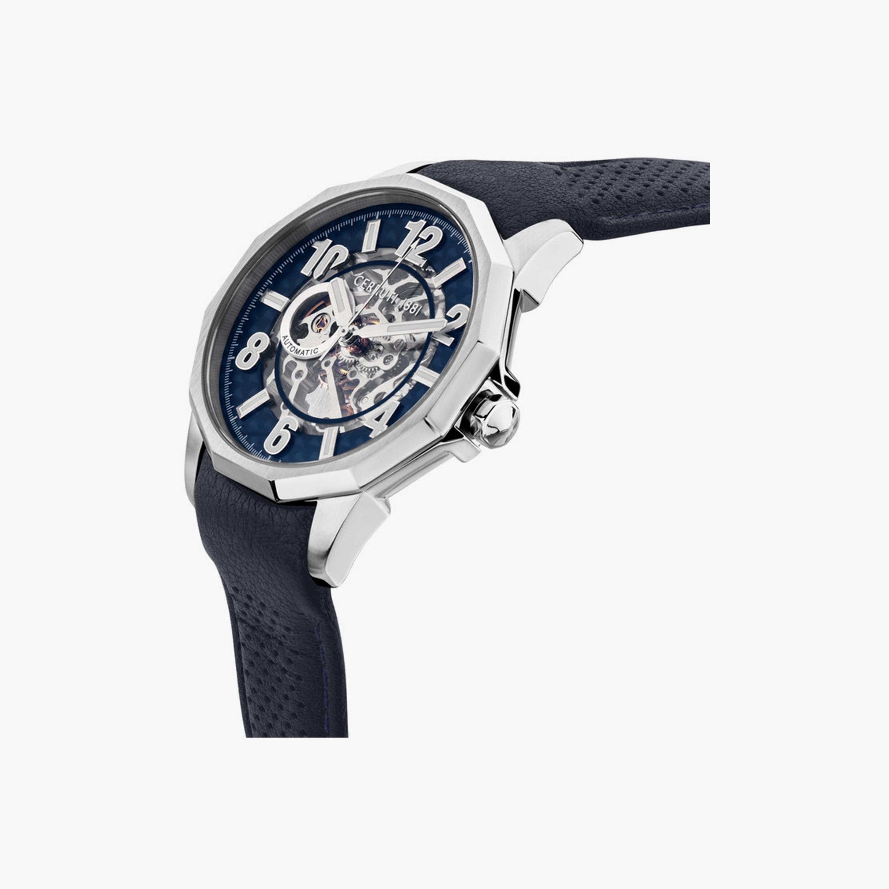 Cerruti 1881 Men's 44 MM Blue Automatic Leather Watch | CIWGE0007302-men-watchesandjewellery-watches-image-2