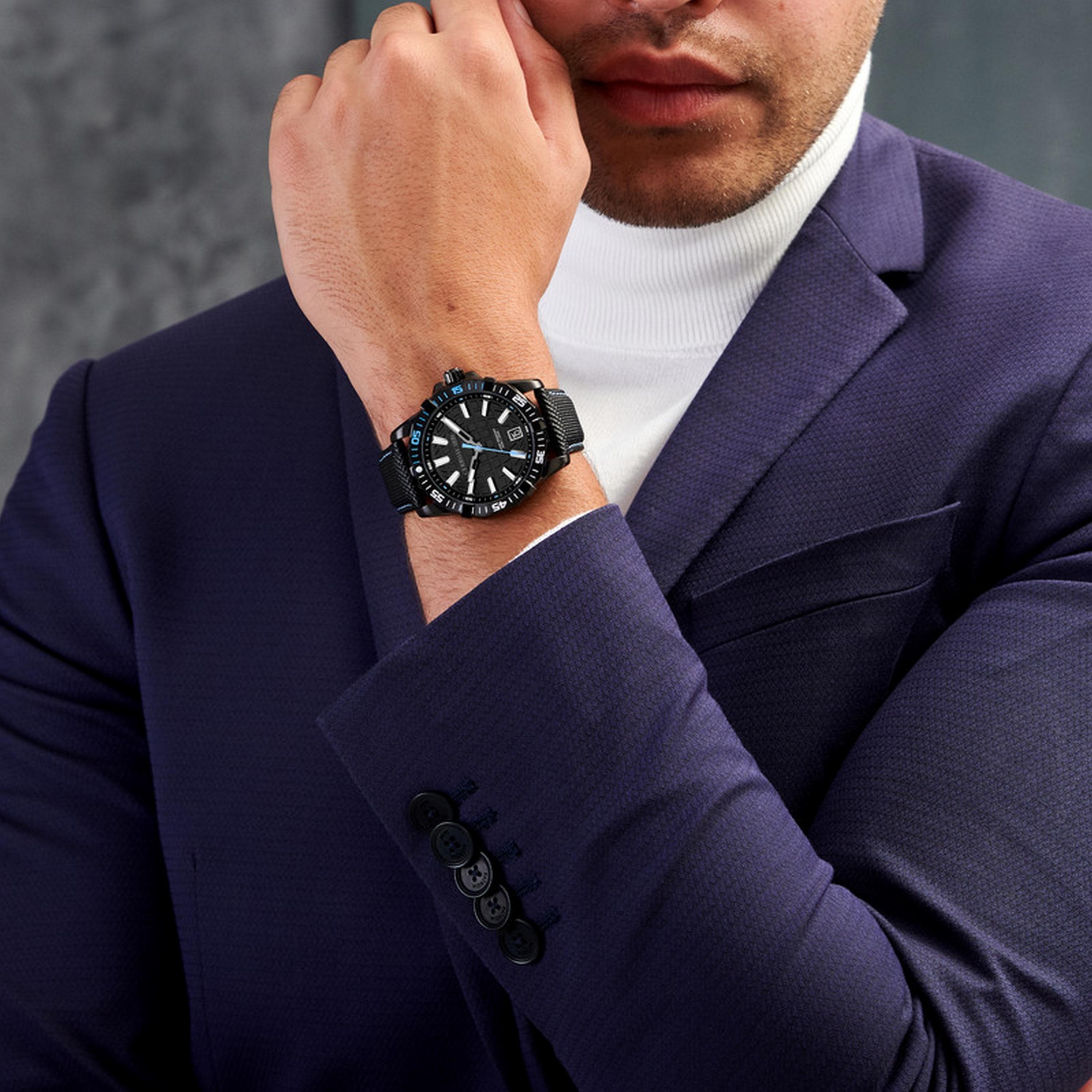 Cerruti 1881 Men's 44 MM Black Analog Nylon & Leather Watch | CIWGN0007501-men-watchesandjewellery-watches-image-4