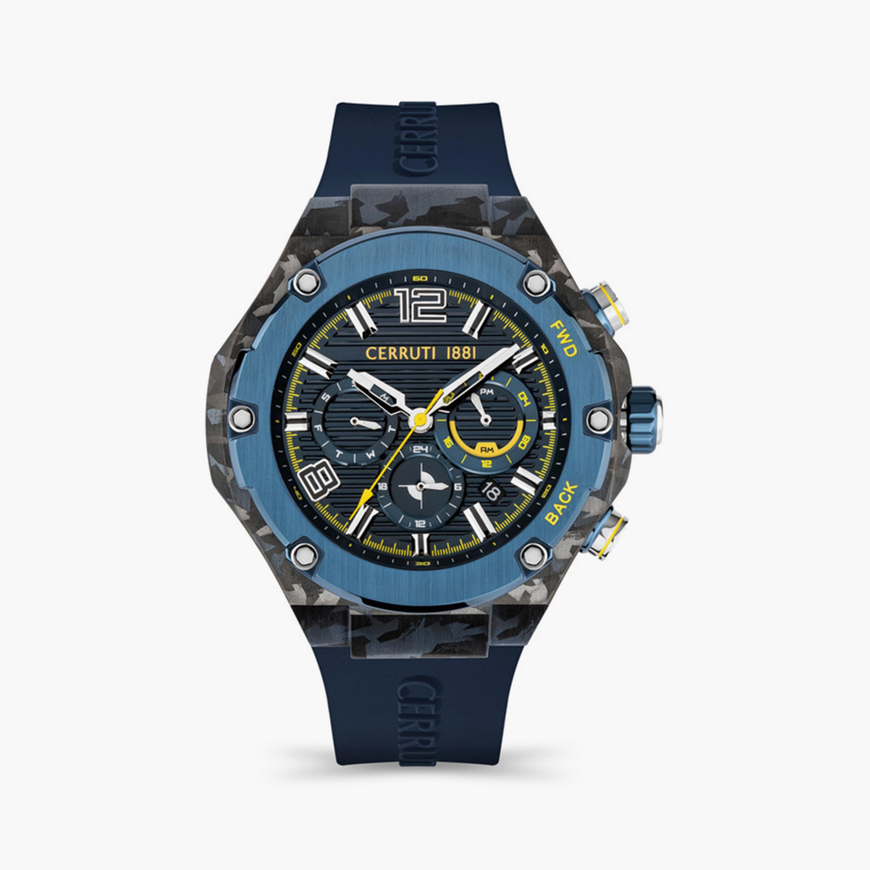 ساعة شيروتي 1881 للرجال 43 ملم بلون أزرق ذات كرونوغراف من السيليكون | CIWGQ2113802-men-watchesandjewellery-watches-image-1