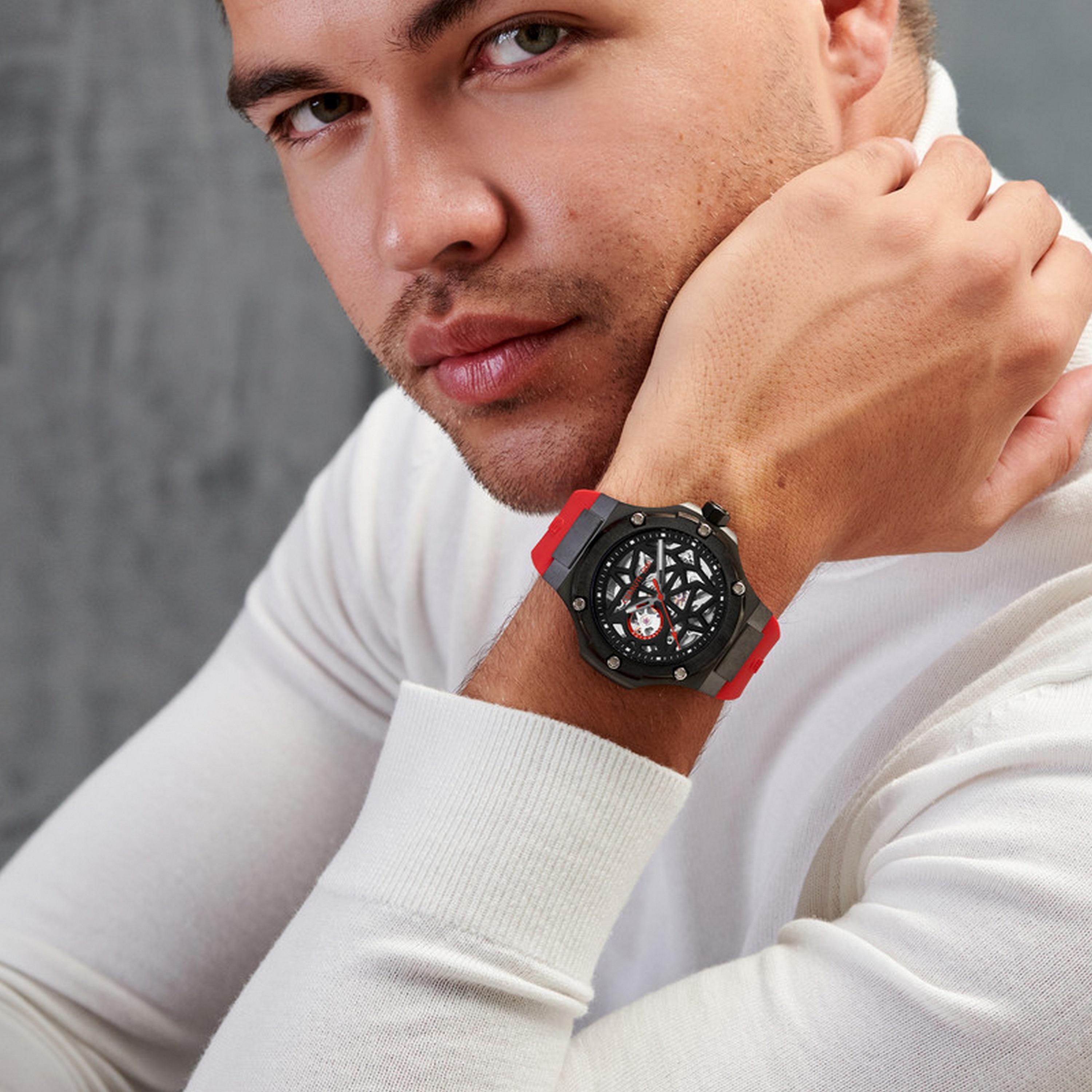 ساعة شيروتي 1881 للرجال 49 ملم أوتوماتيكية باللون الأحمر من السيليكون | CIWGR0007103-men-watchesandjewellery-watches-image-4