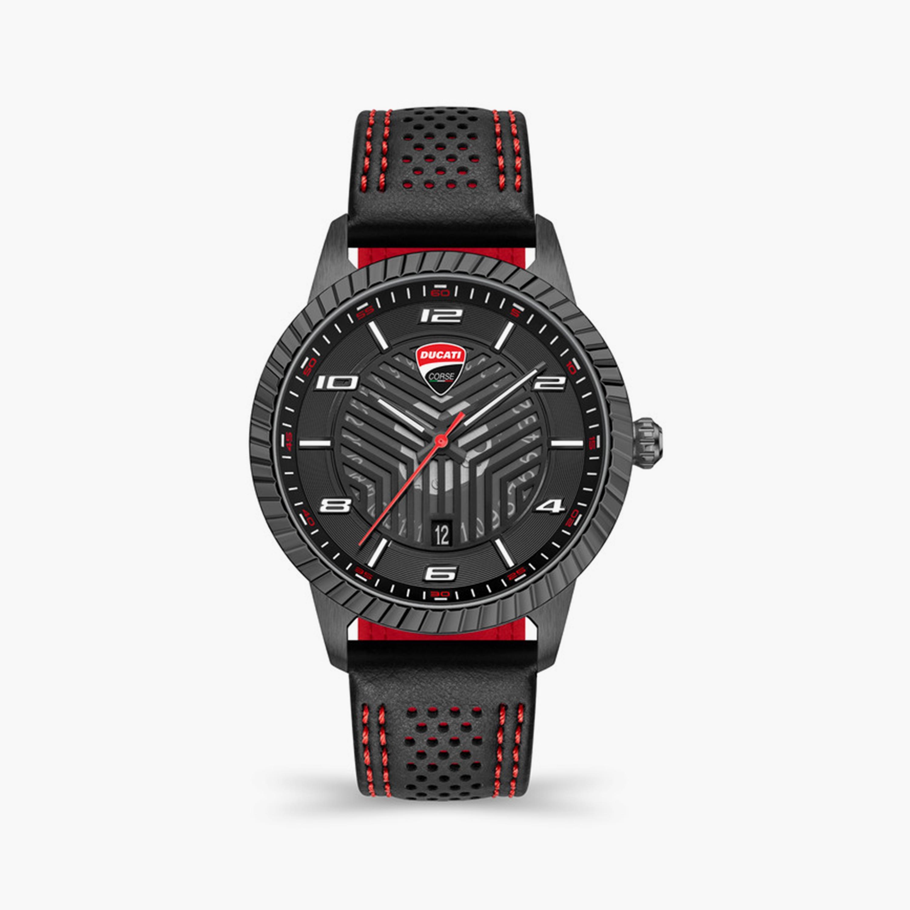 ساعة دوكاتي كورس للرجال 44 ملم ذات أنالوج من الجلد بلون اسود | DTWGB0000403-men-watchesandjewellery-watches-image-1