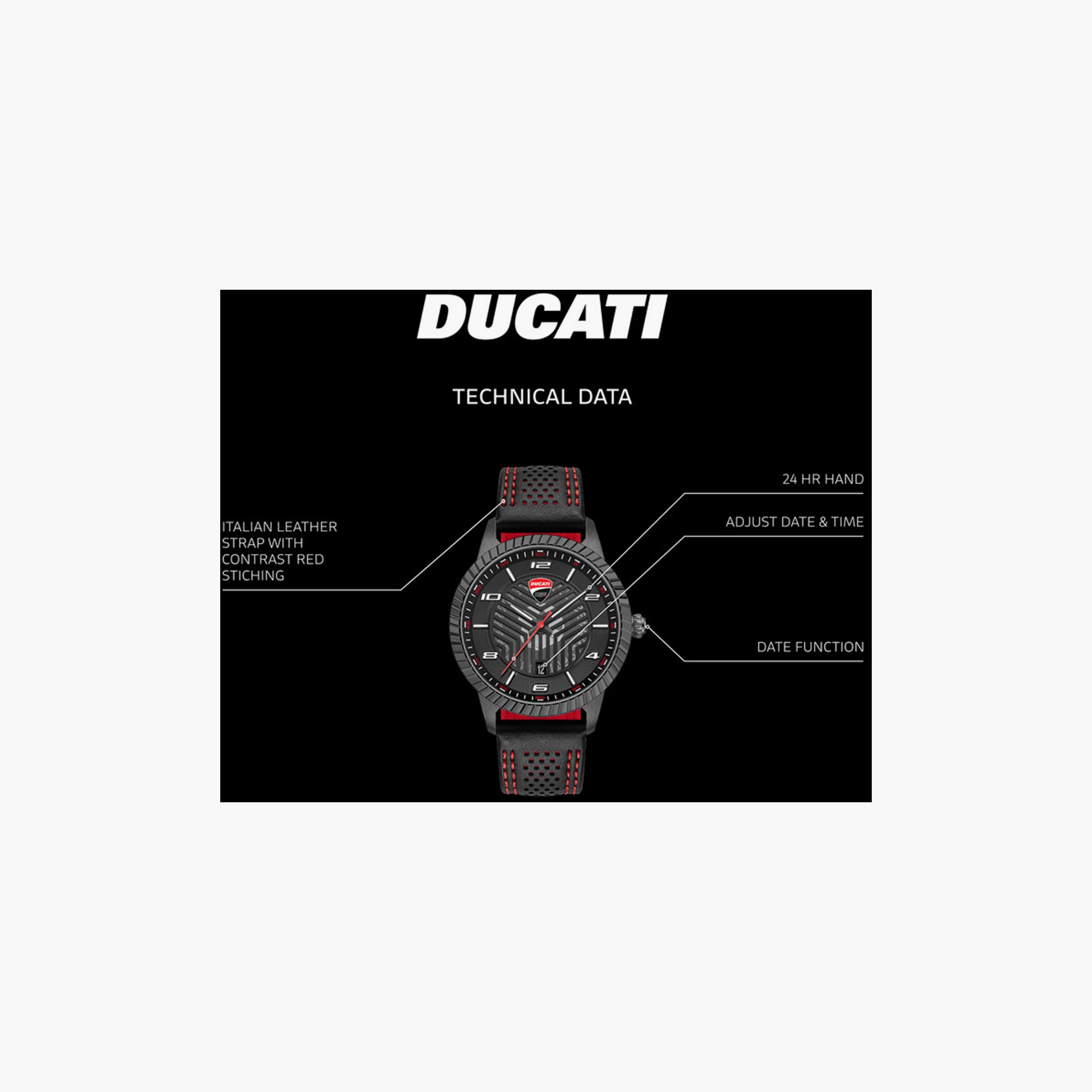ساعة دوكاتي كورس للرجال 44 ملم ذات أنالوج من الجلد بلون اسود | DTWGB0000403-men-watchesandjewellery-watches-image-4