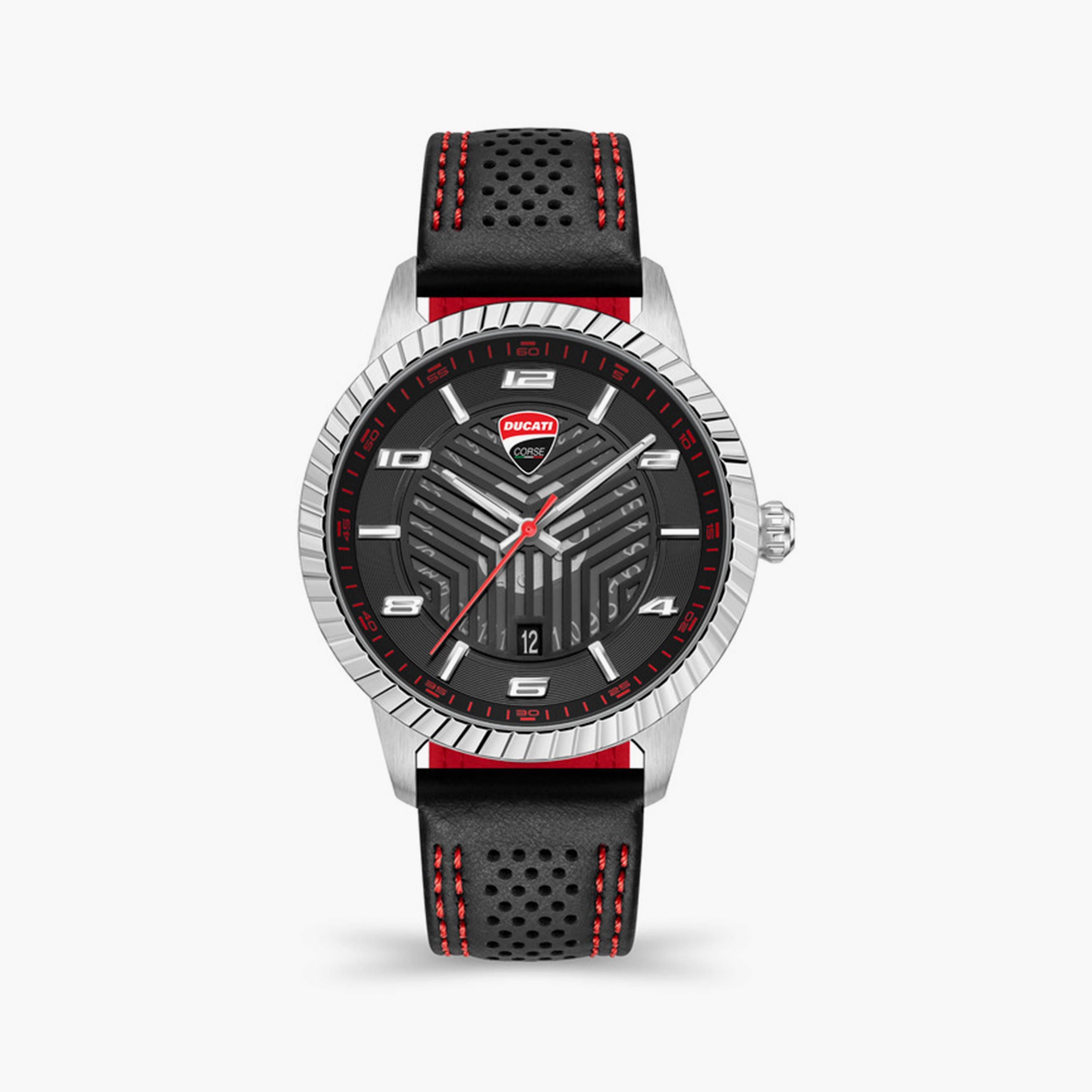 ساعة دوكاتي كورس للرجال 44 ملم ذات أنالوج من الجلد بلون اسود | DTWGB0000405-men-watchesandjewellery-watches-image-1
